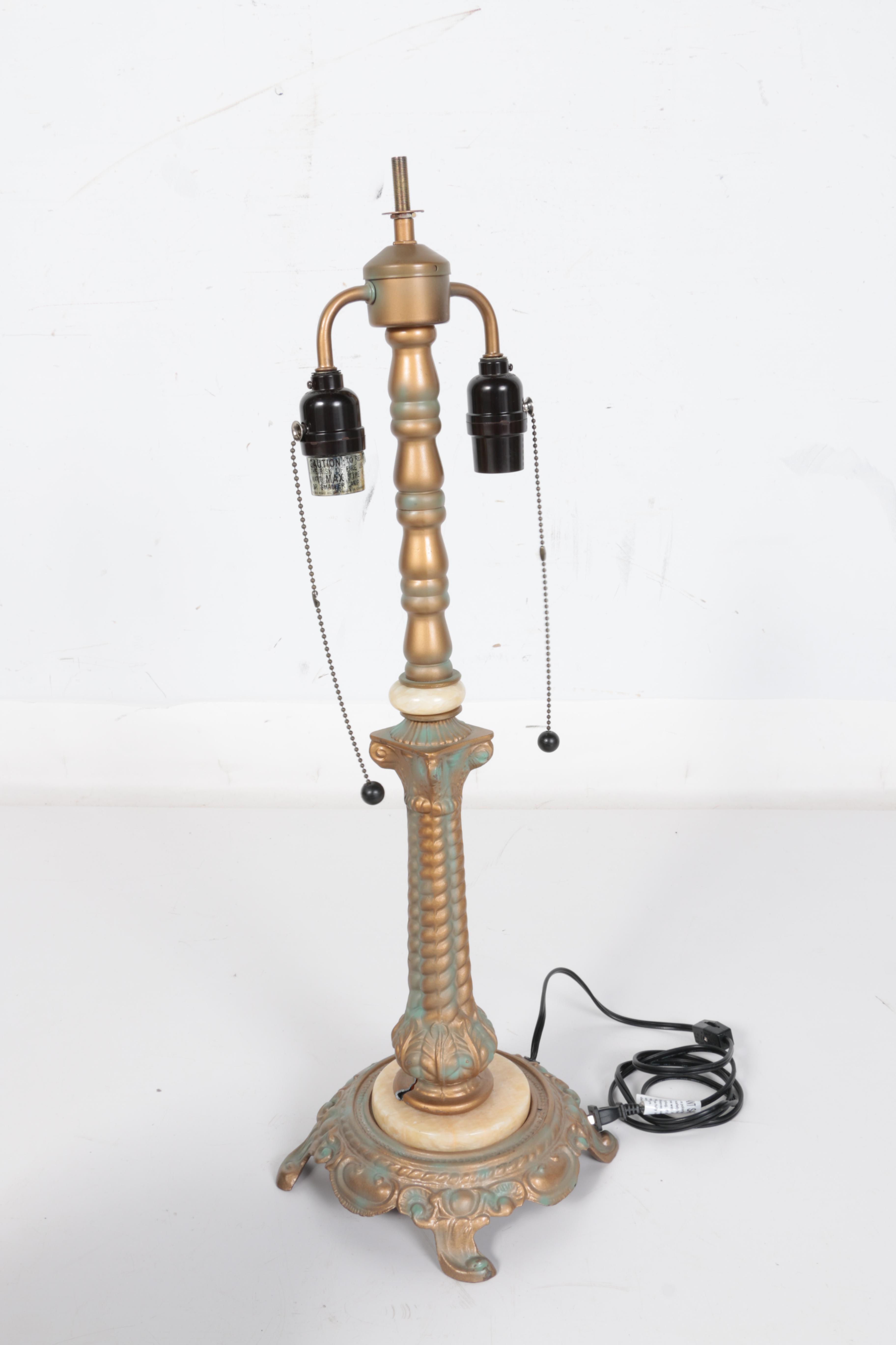 Cast Metal Lamp with Acrylic Panel Shade