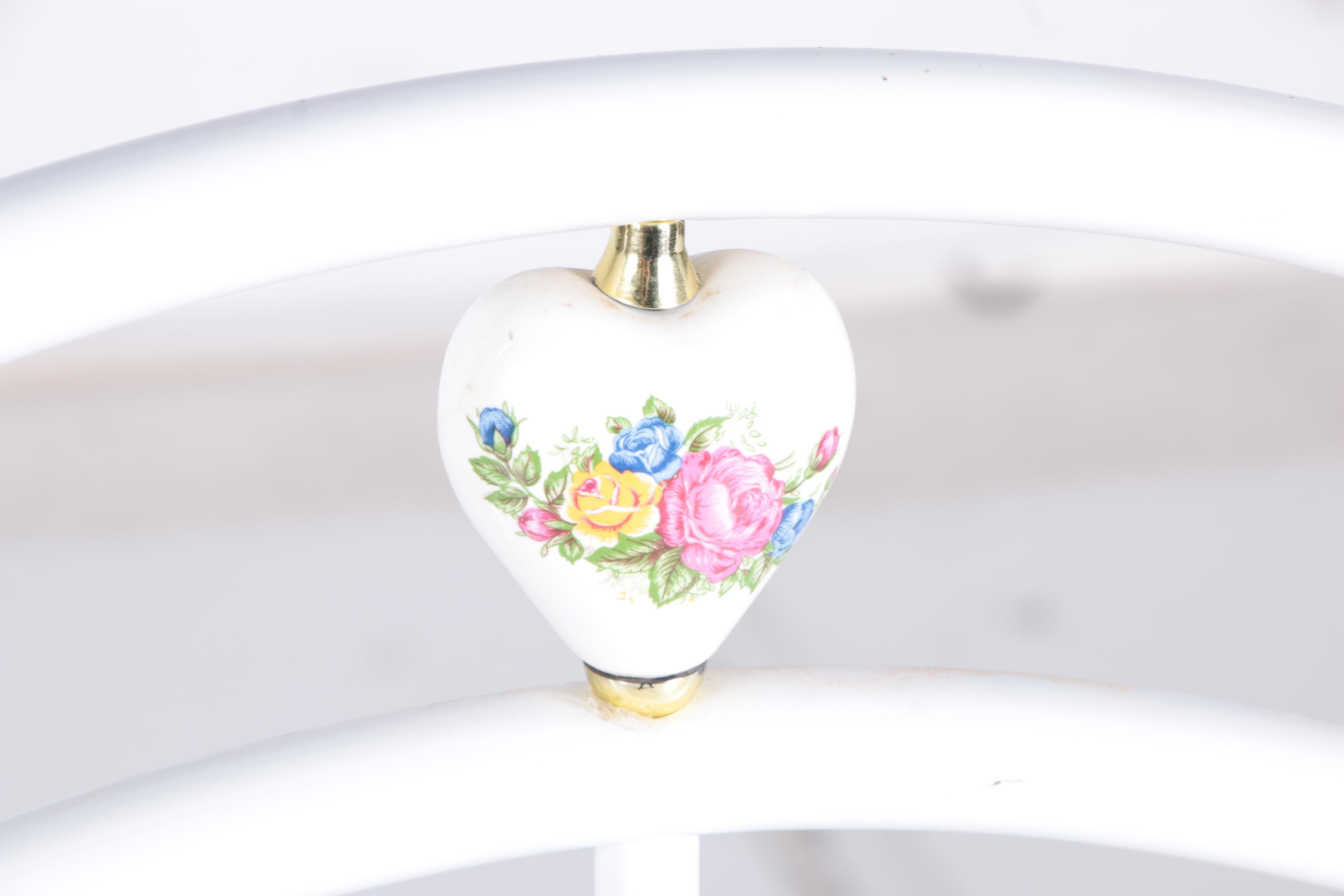 White-Painted Metal Twin Headboard and Footboard