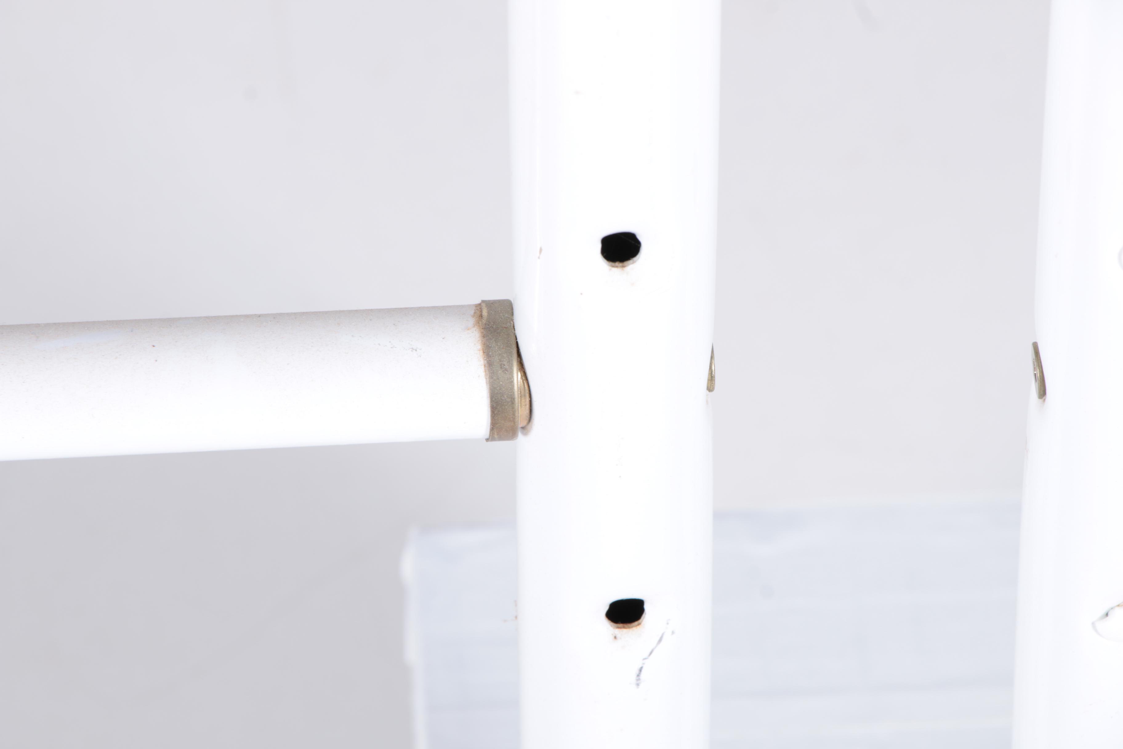 White-Painted Metal Twin Headboard and Footboard