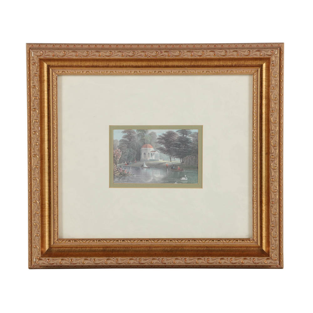 Offset Lithograph of Garrick's Villa at Hampton