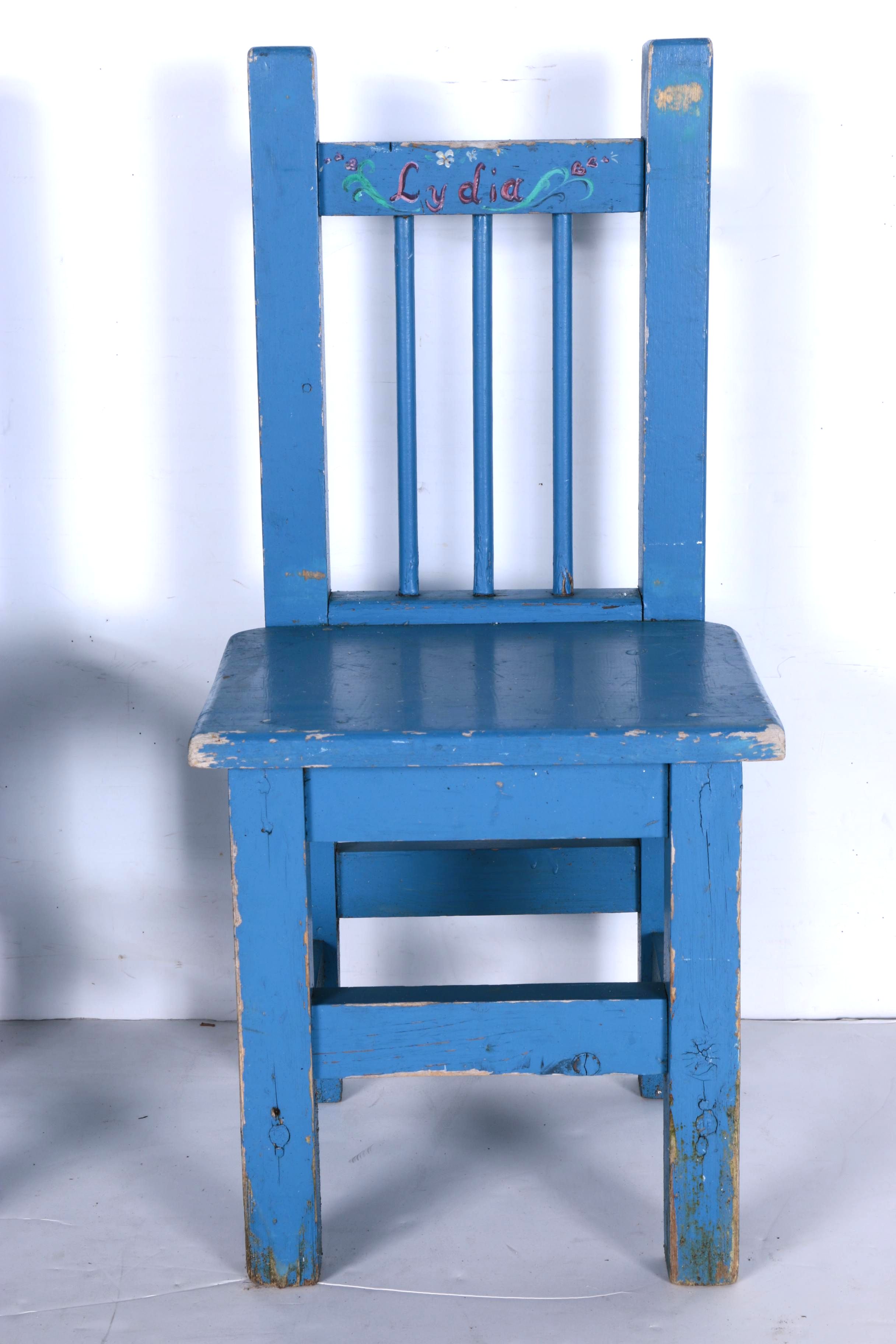 Child Sized Spindle Back Chairs in Blue