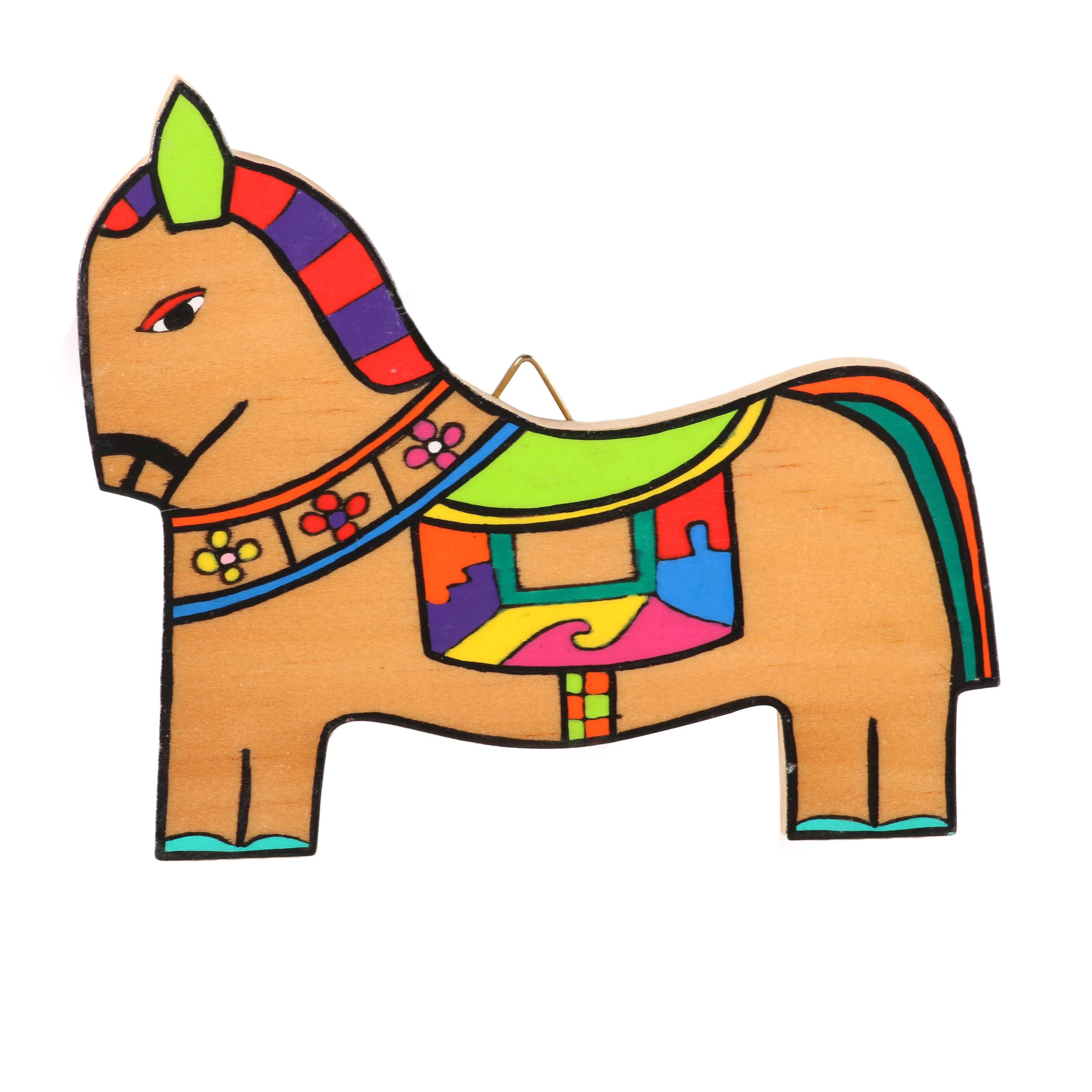 Central American Style Wooden Wall Decor of Horse