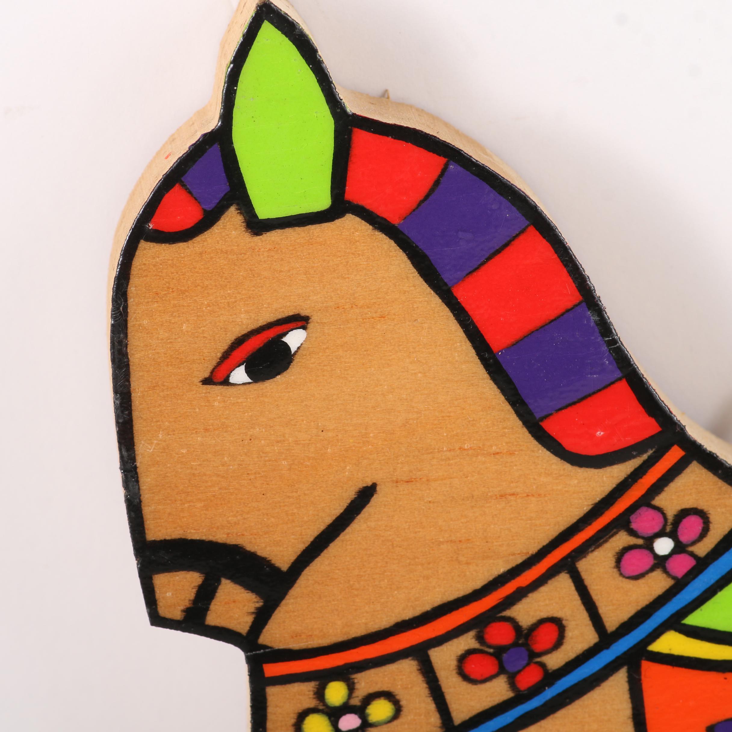 Central American Style Wooden Wall Decor of Horse