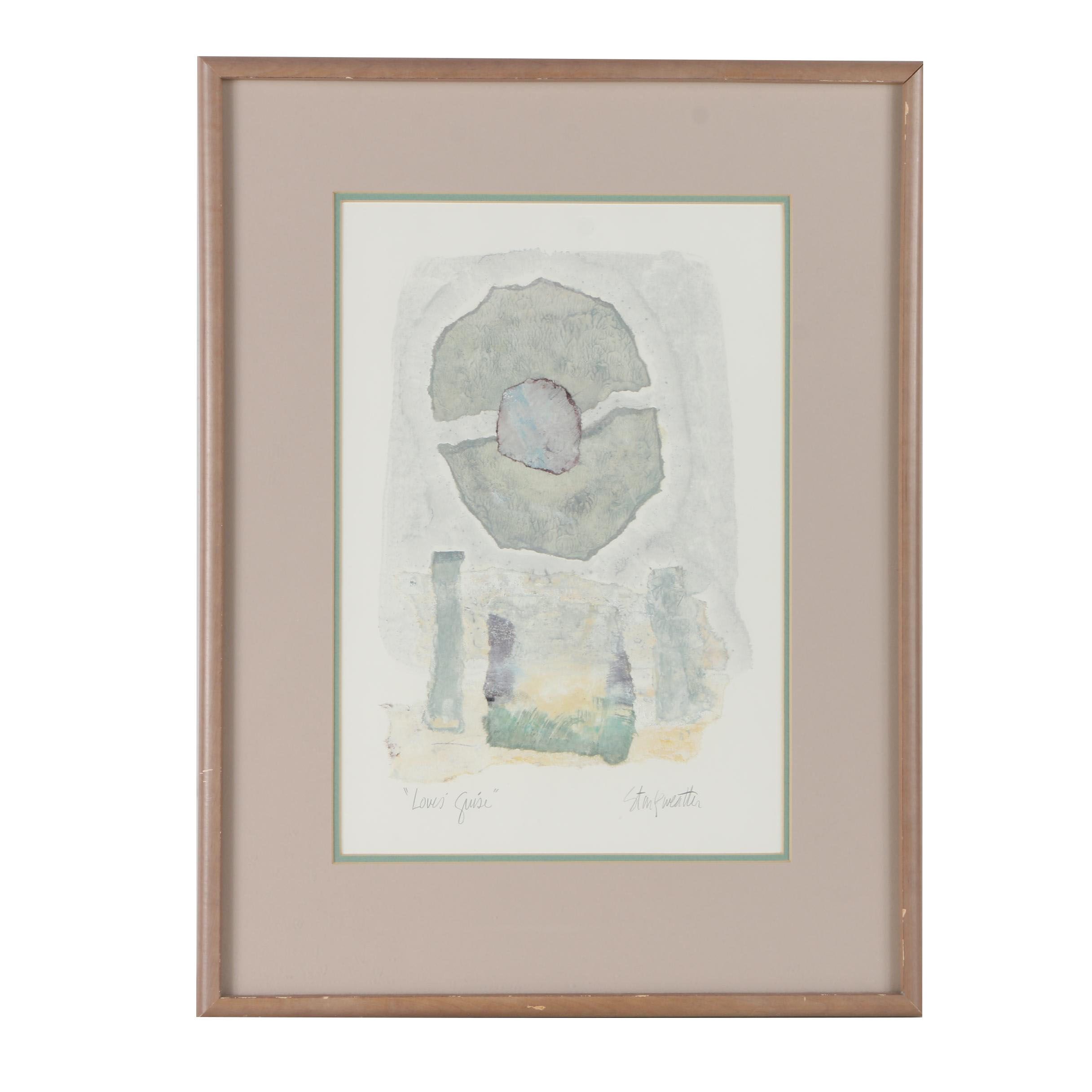 Signed Watercolor Paper Collage "Love's Guise"