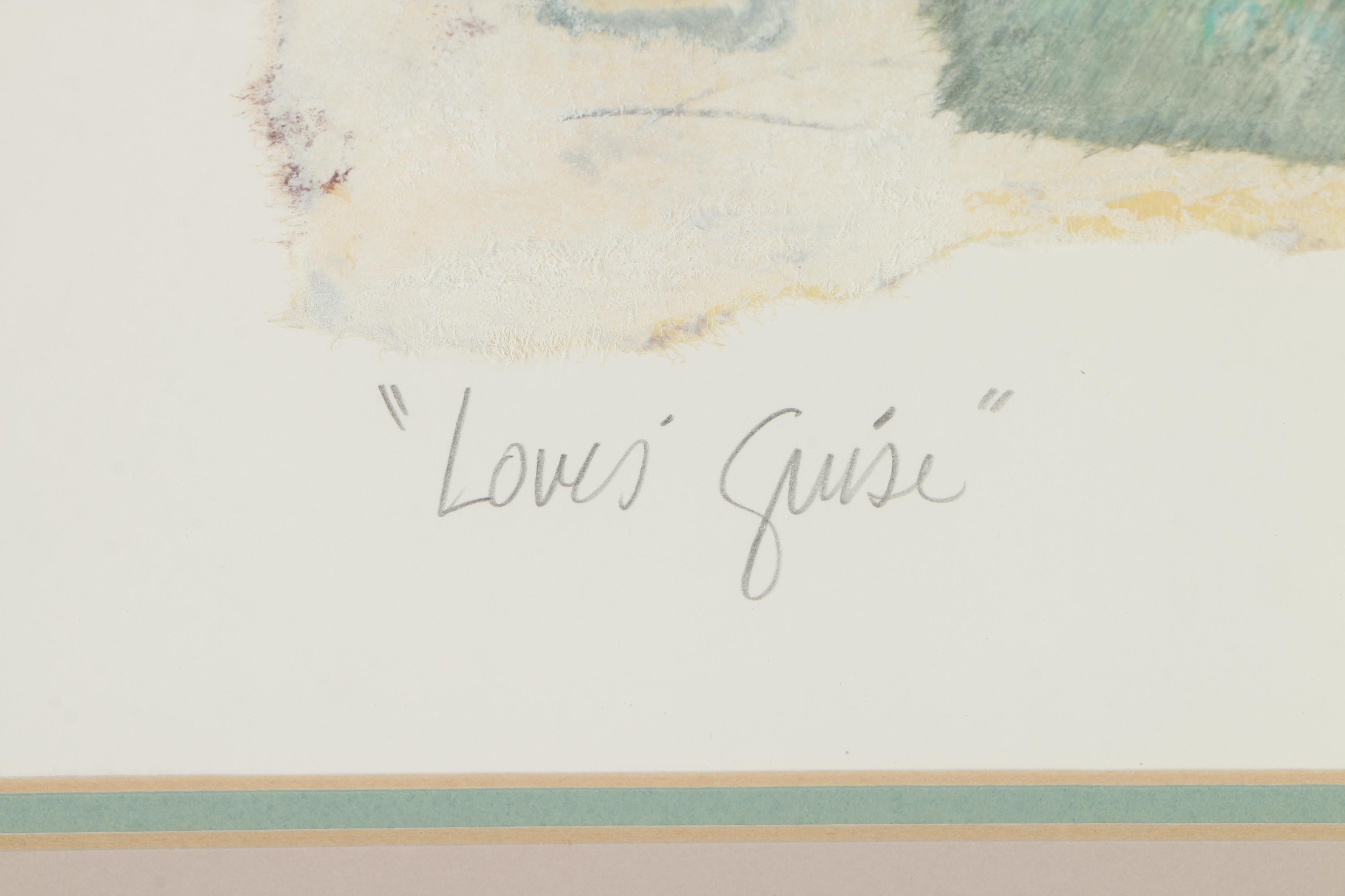 Signed Watercolor Paper Collage "Love's Guise"