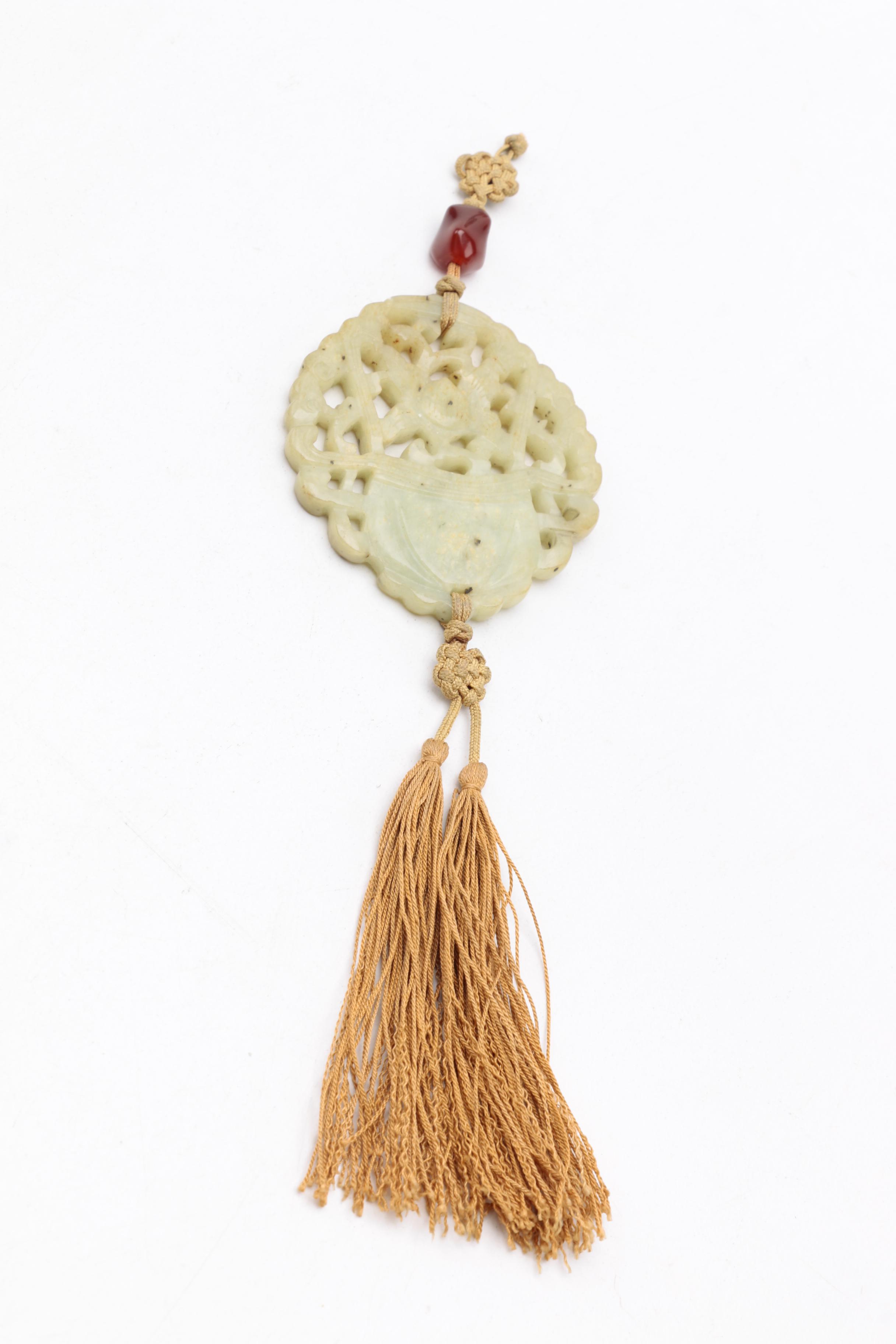 Stone Décor Pieces Including Chinese Dragon and Pendant