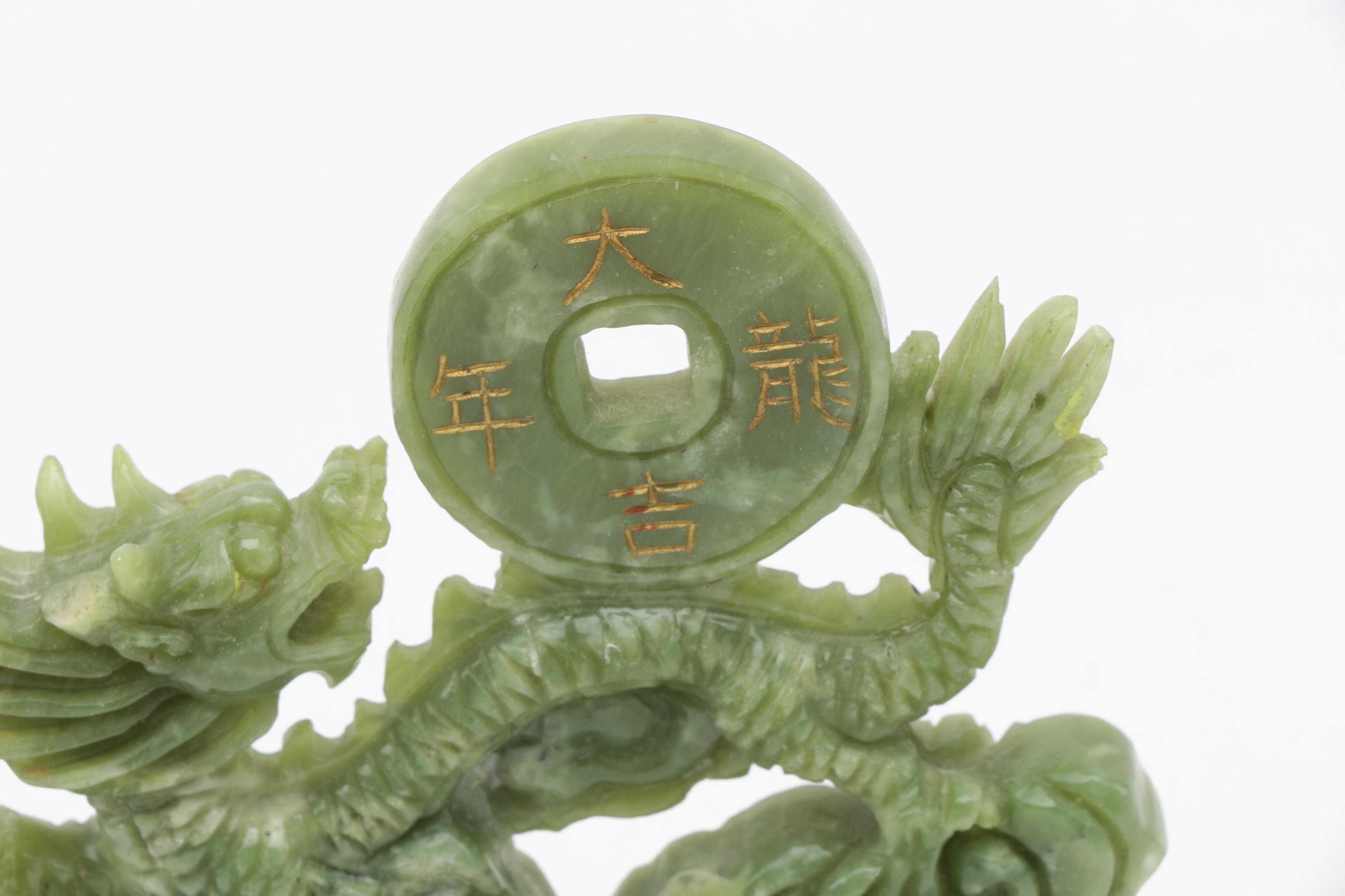 Stone Décor Pieces Including Chinese Dragon and Pendant