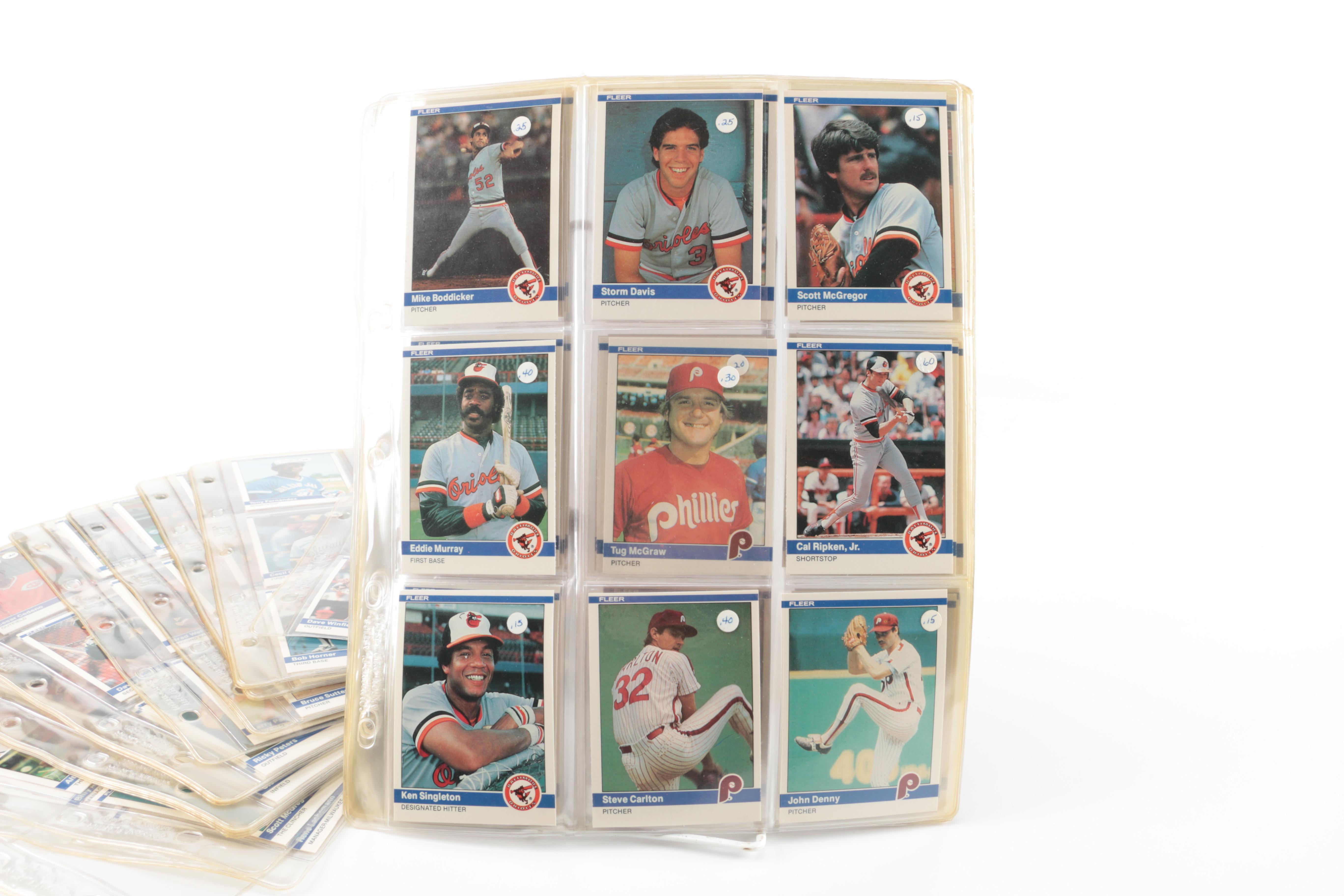 Collection of 1984 Fleer Baseball Trading Cards
