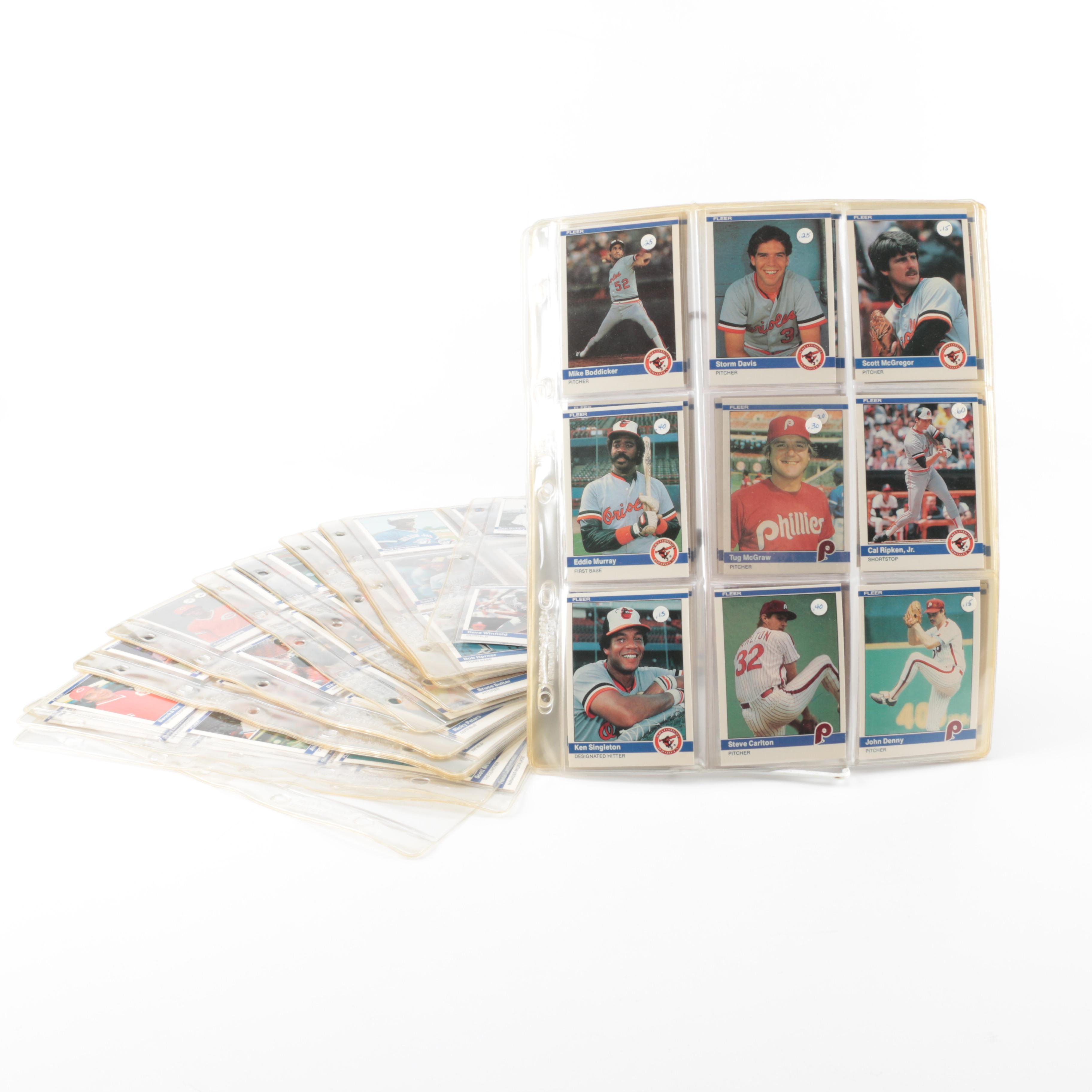 Collection of 1984 Fleer Baseball Trading Cards