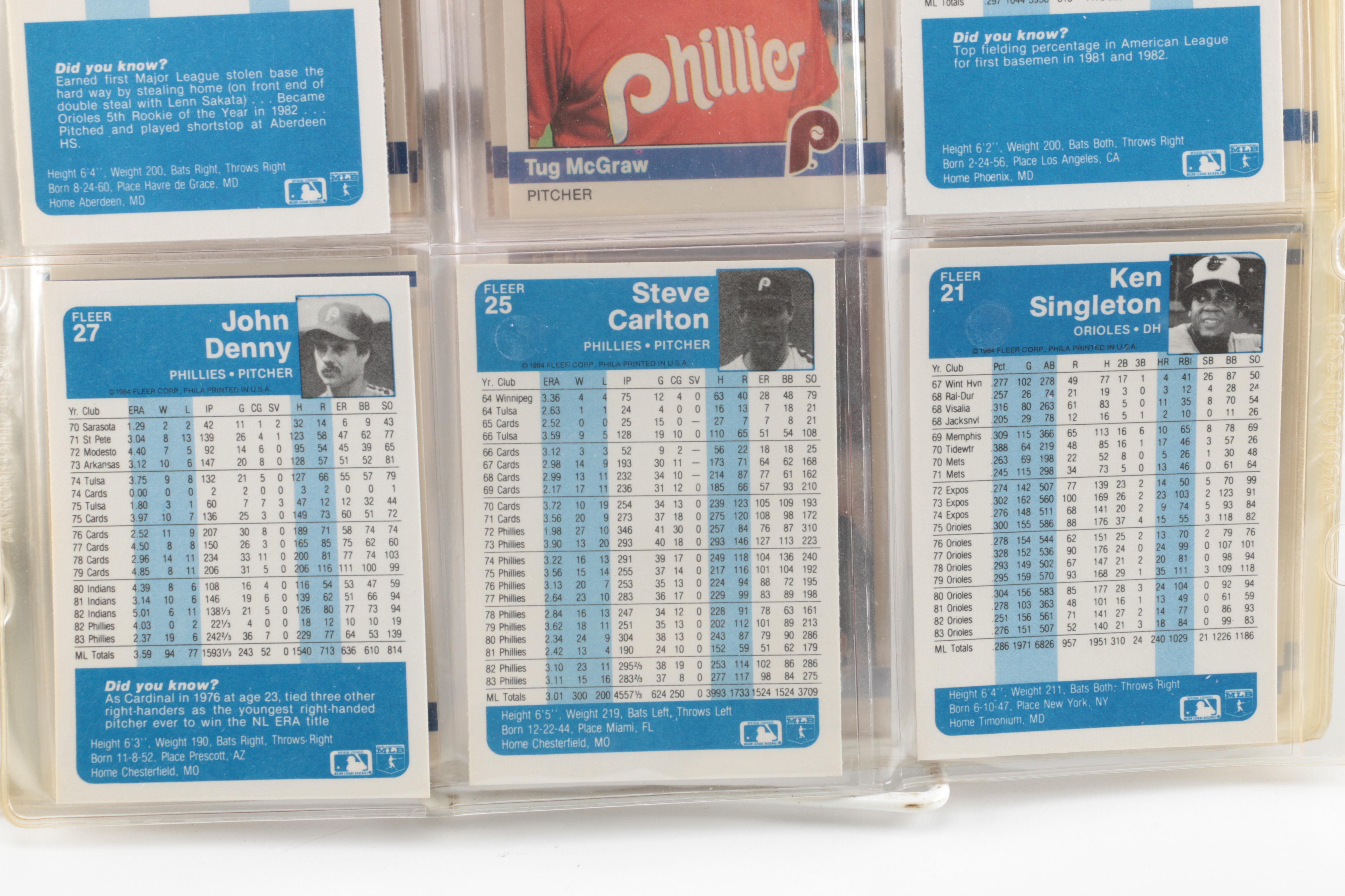 Collection of 1984 Fleer Baseball Trading Cards