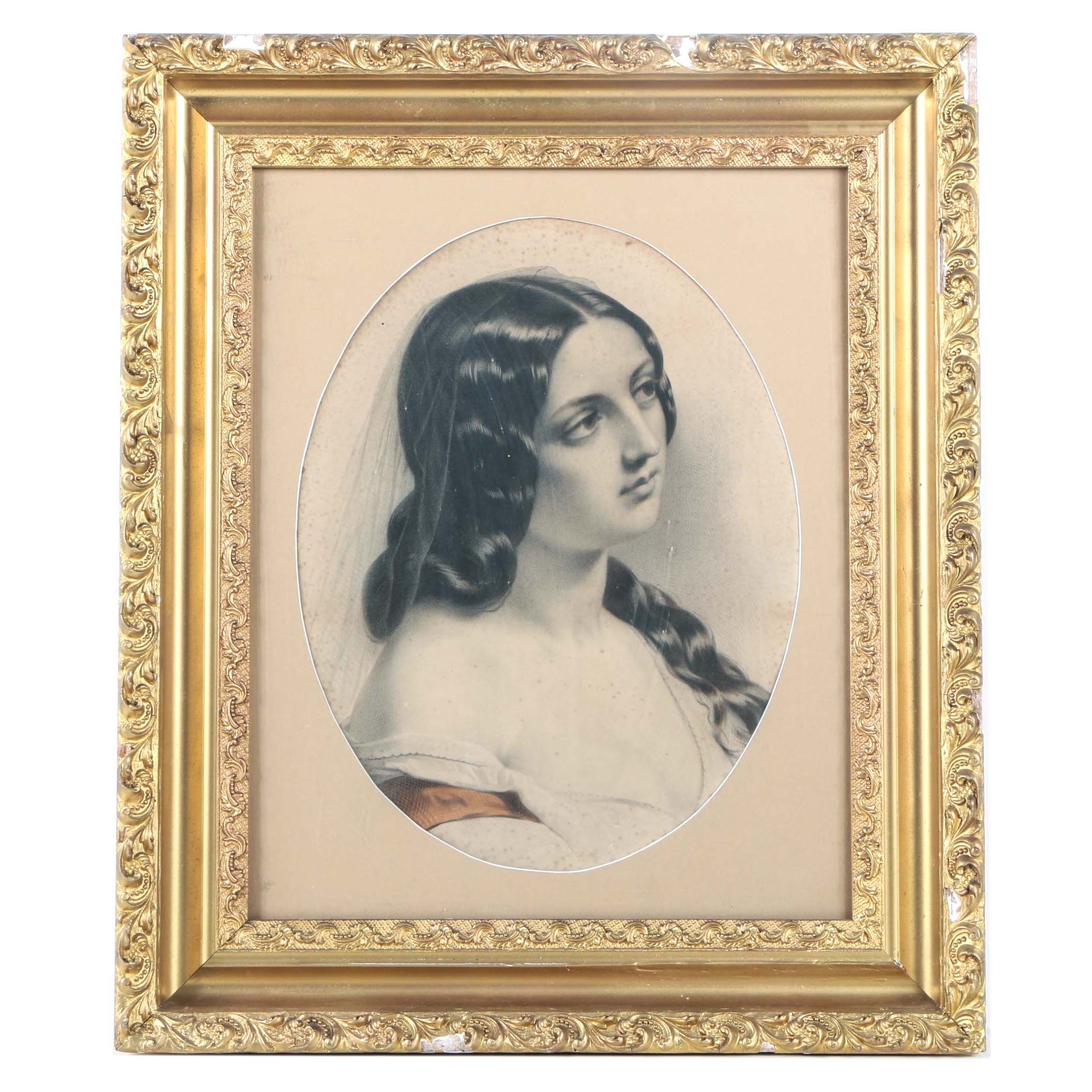 Intaglio Print of Woman in Veil