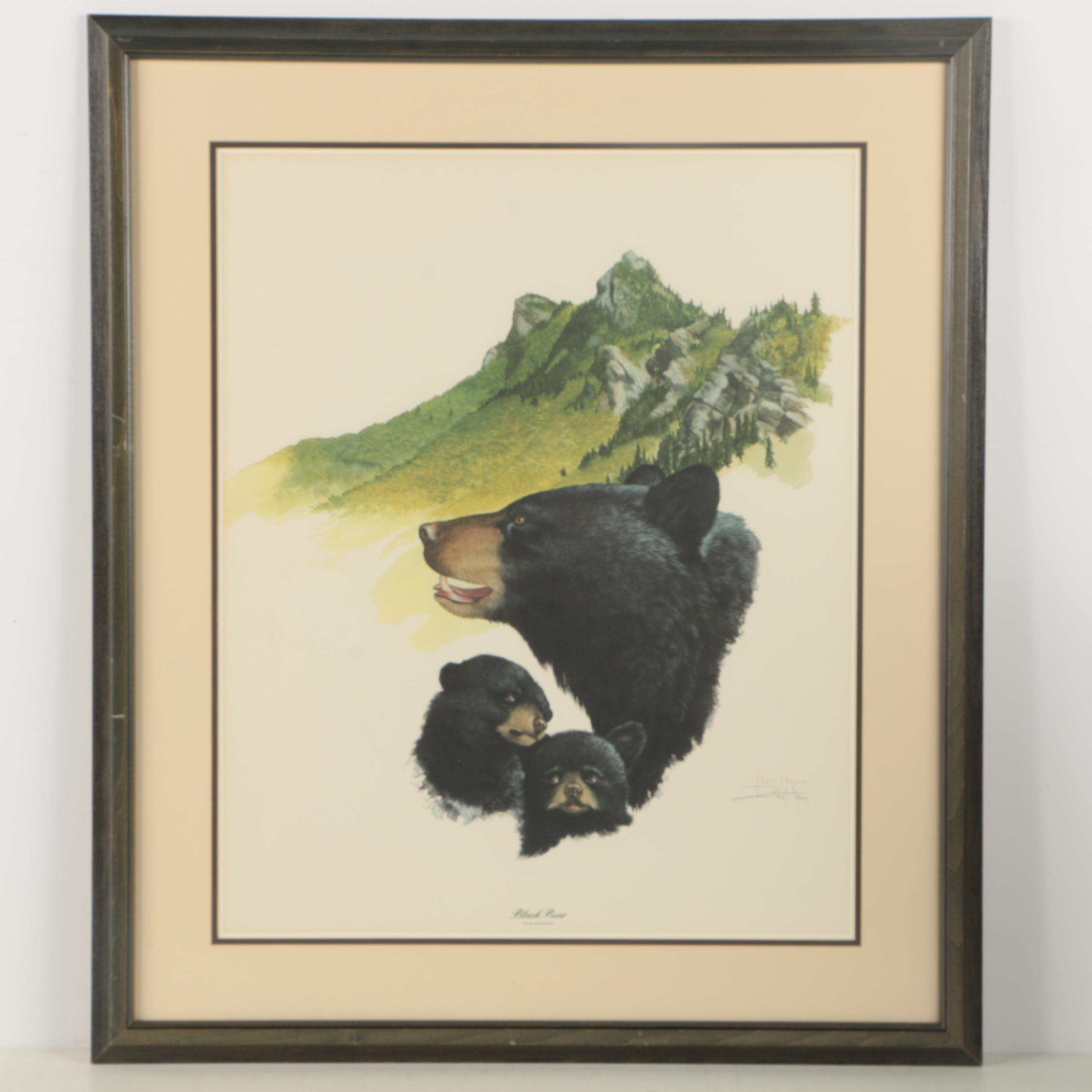 Ray Harm Offset Lithograph "Black Bear"