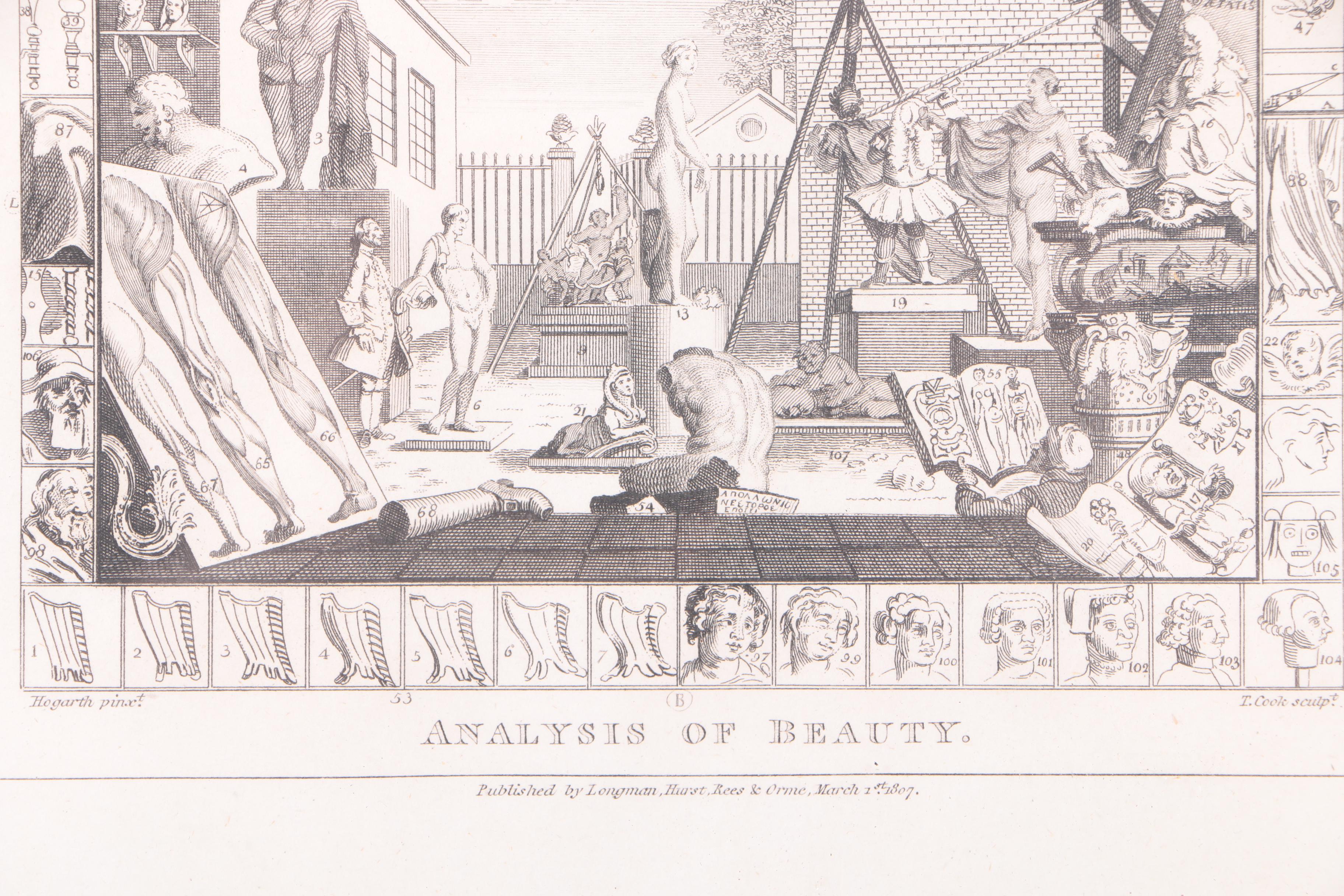 Thomas Cook Engravings on Paper After William Hogarth "Tail Piece to the Artist's Catalogue, 1761" and "Analysis of Beauty"