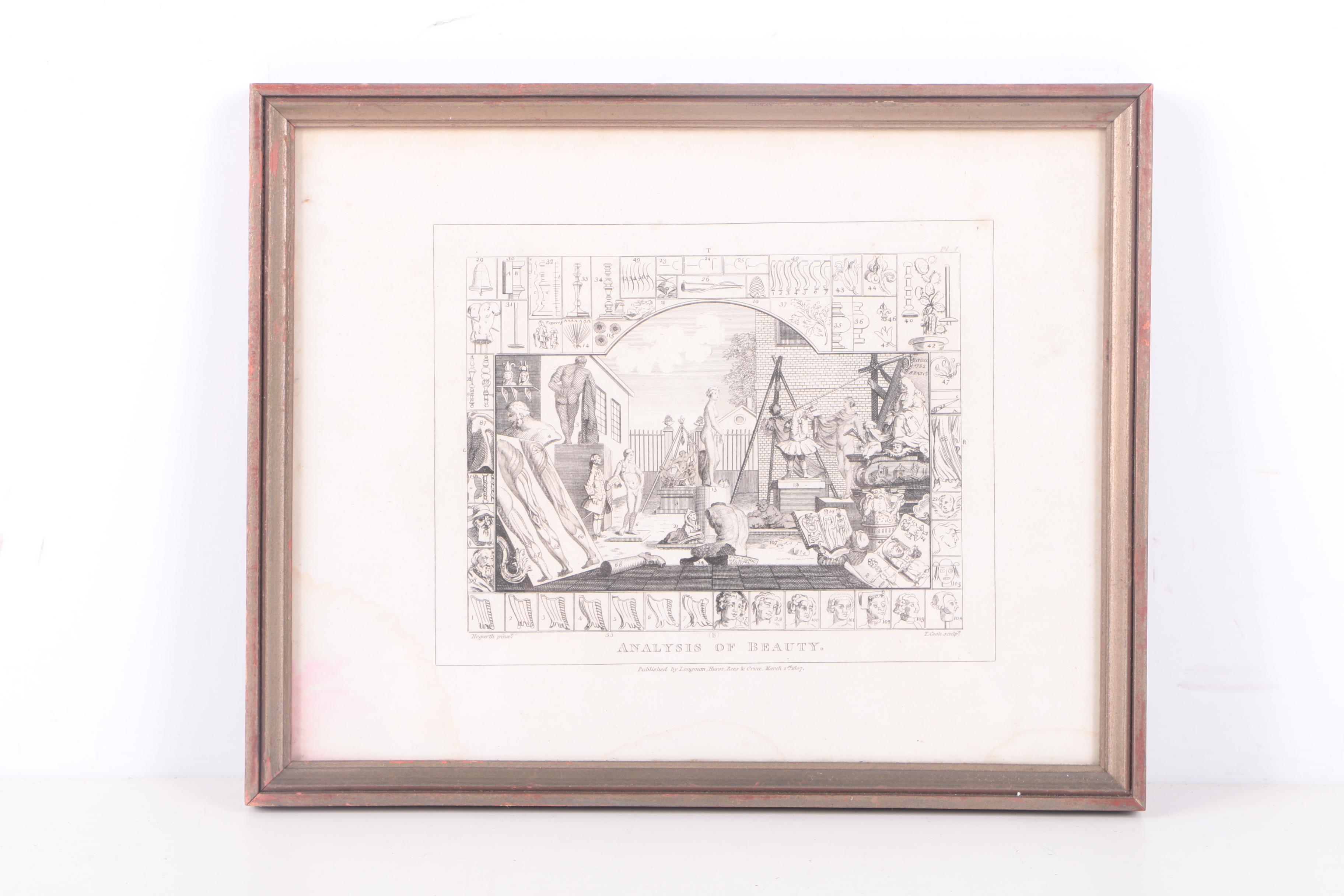 Thomas Cook Engravings on Paper After William Hogarth "Tail Piece to the Artist's Catalogue, 1761" and "Analysis of Beauty"