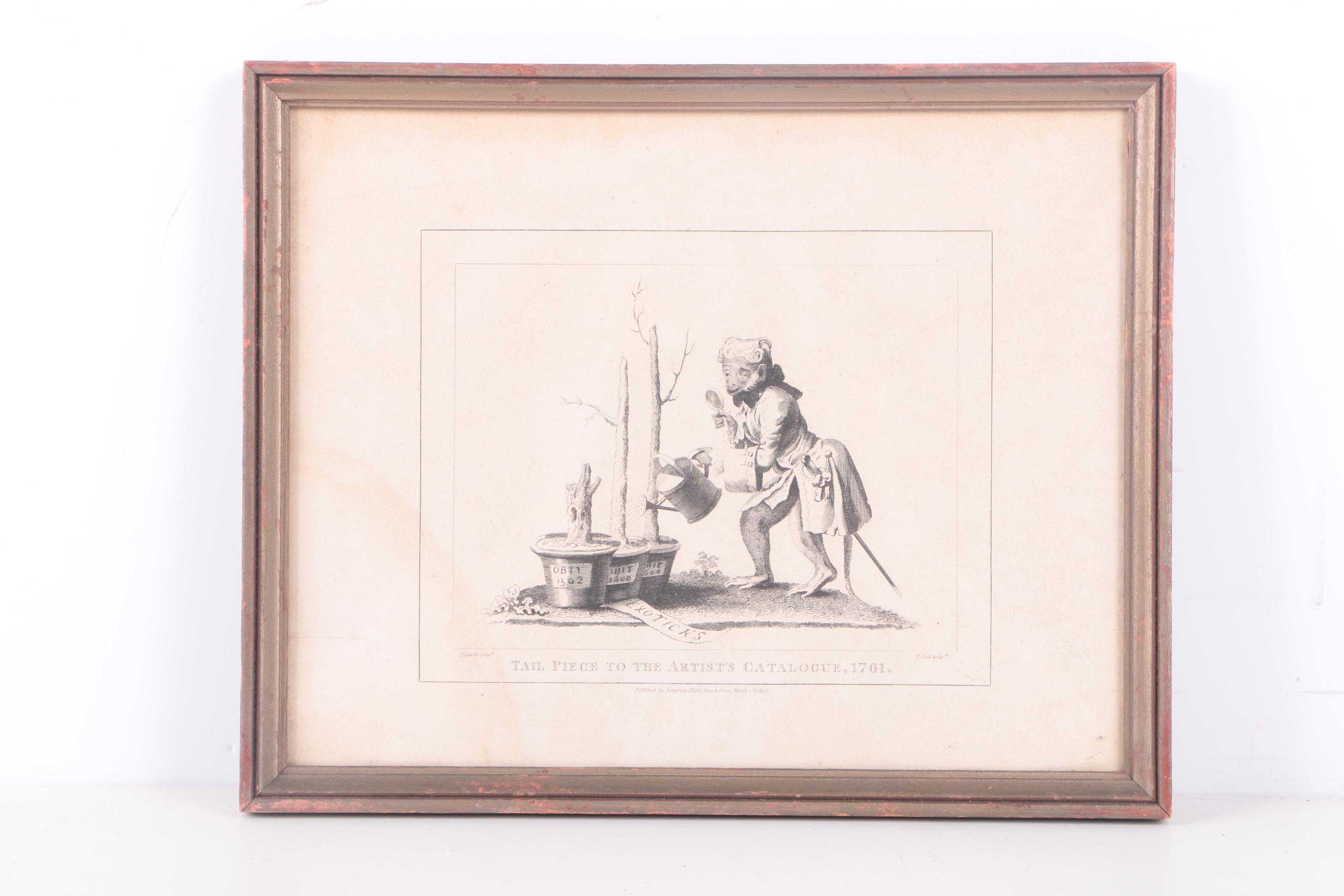 Thomas Cook Engravings on Paper After William Hogarth "Tail Piece to the Artist's Catalogue, 1761" and "Analysis of Beauty"