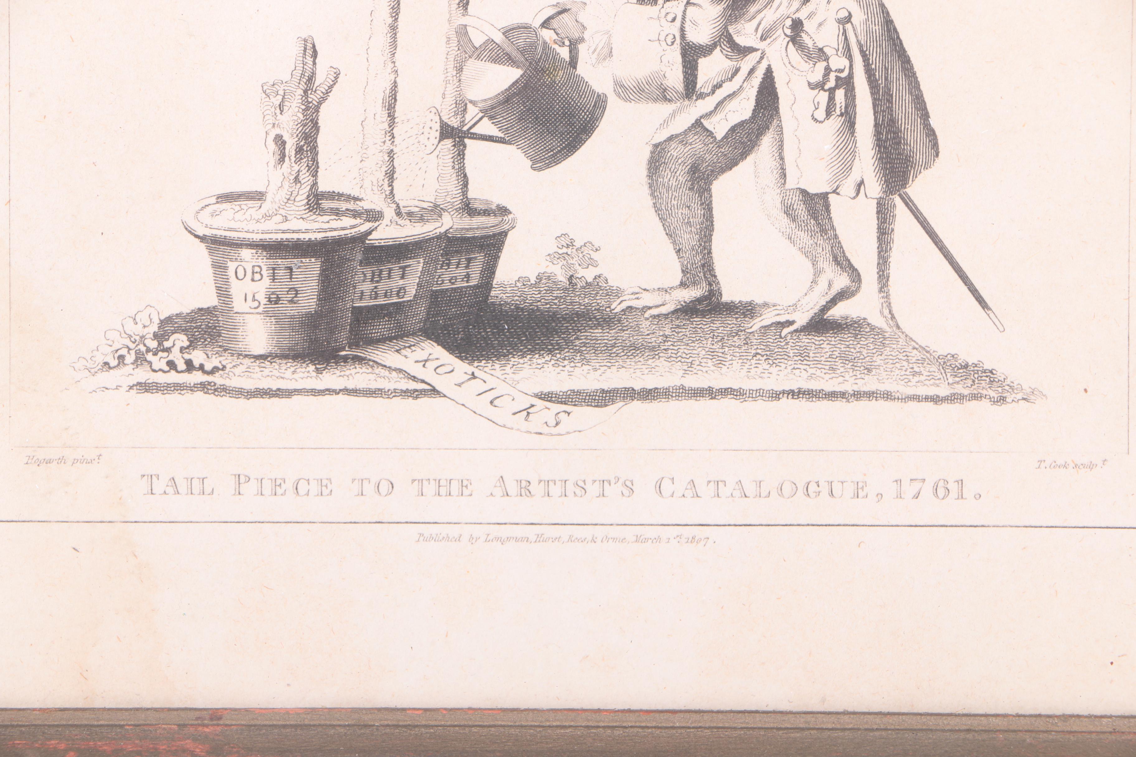 Thomas Cook Engravings on Paper After William Hogarth "Tail Piece to the Artist's Catalogue, 1761" and "Analysis of Beauty"