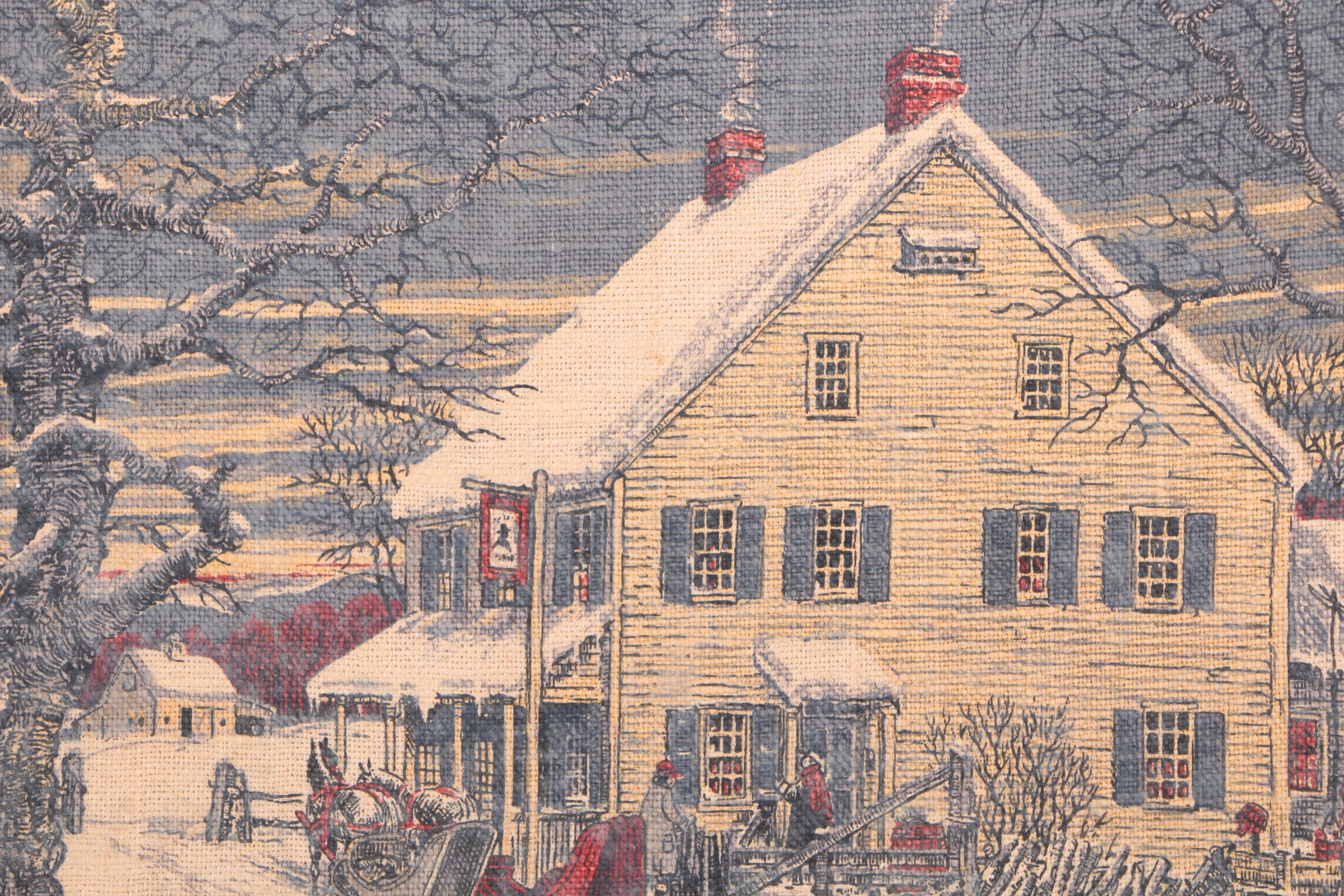 Kay Dee Handprints Serigraph on Linen of Winter Scene