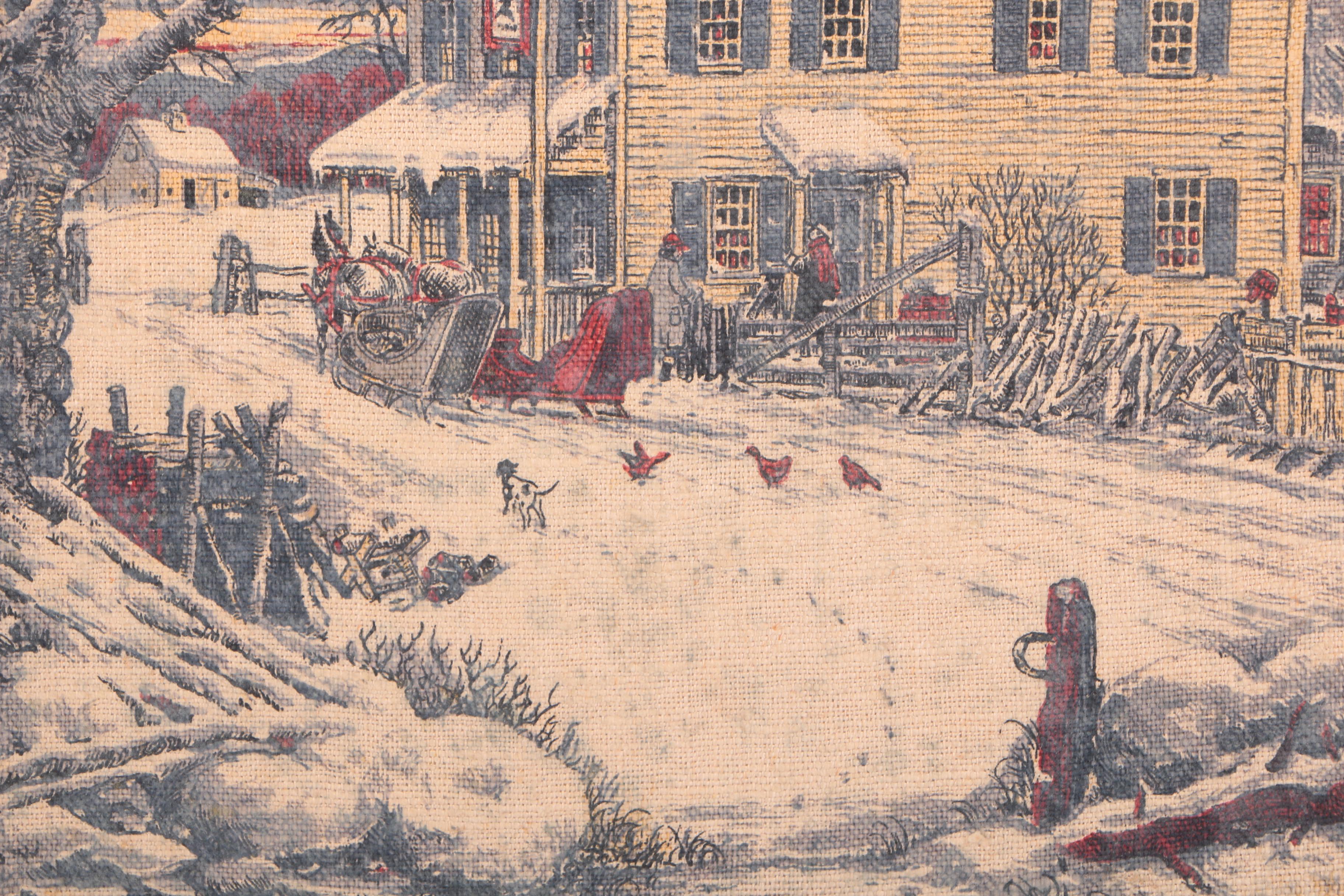 Kay Dee Handprints Serigraph on Linen of Winter Scene