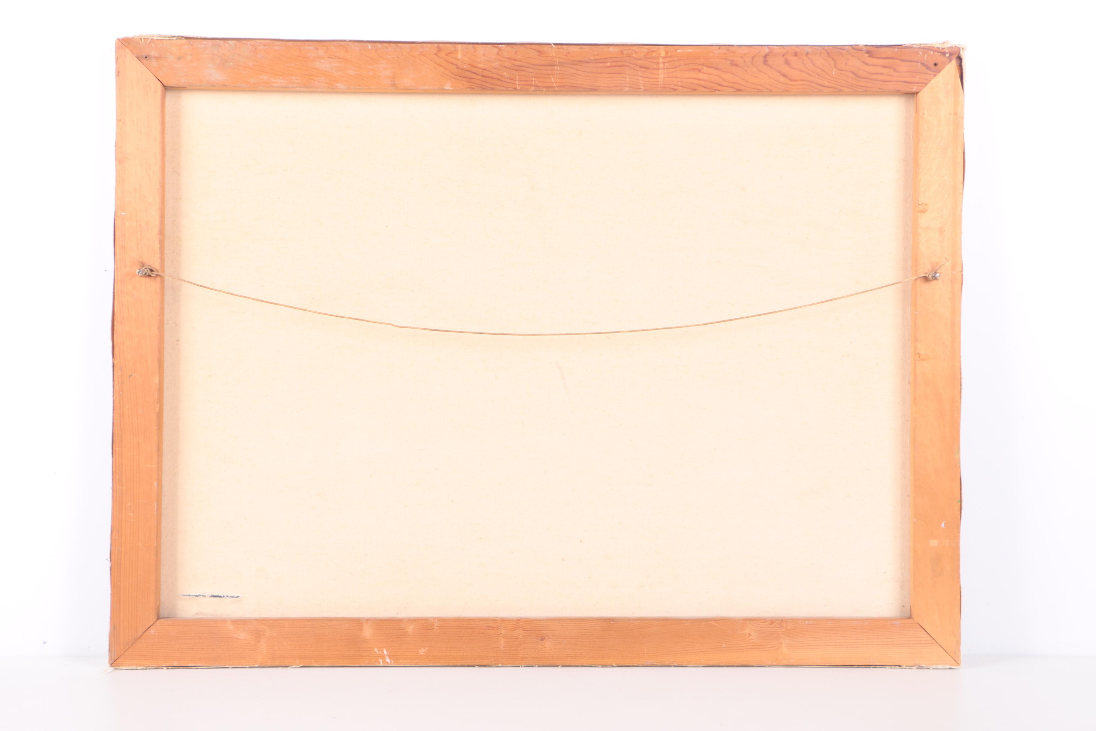 Emerson 1973 Oil Painting on Canvas of Waves Crashing Against a Rocky Shoreline