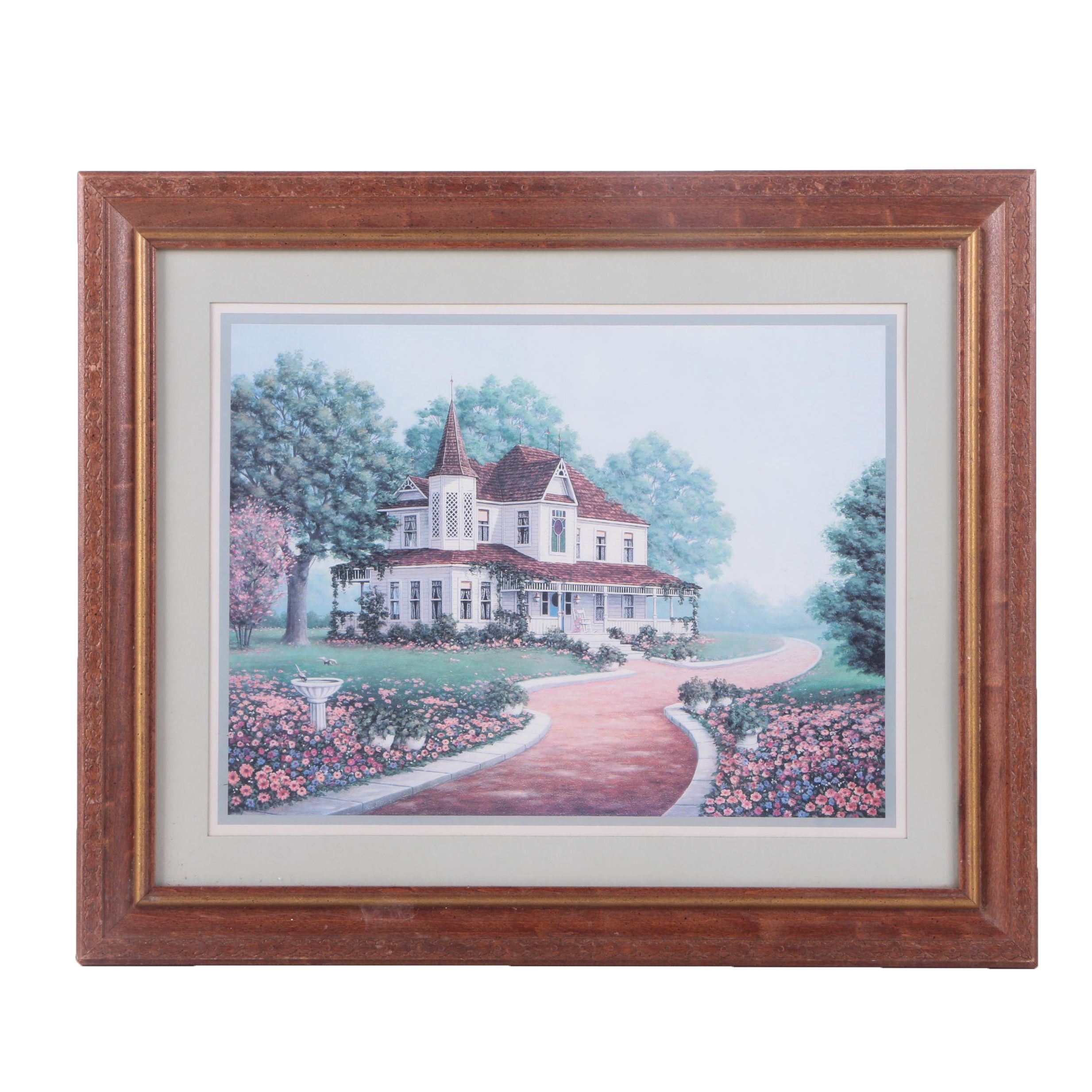 Offset Lithograph of Victorian House