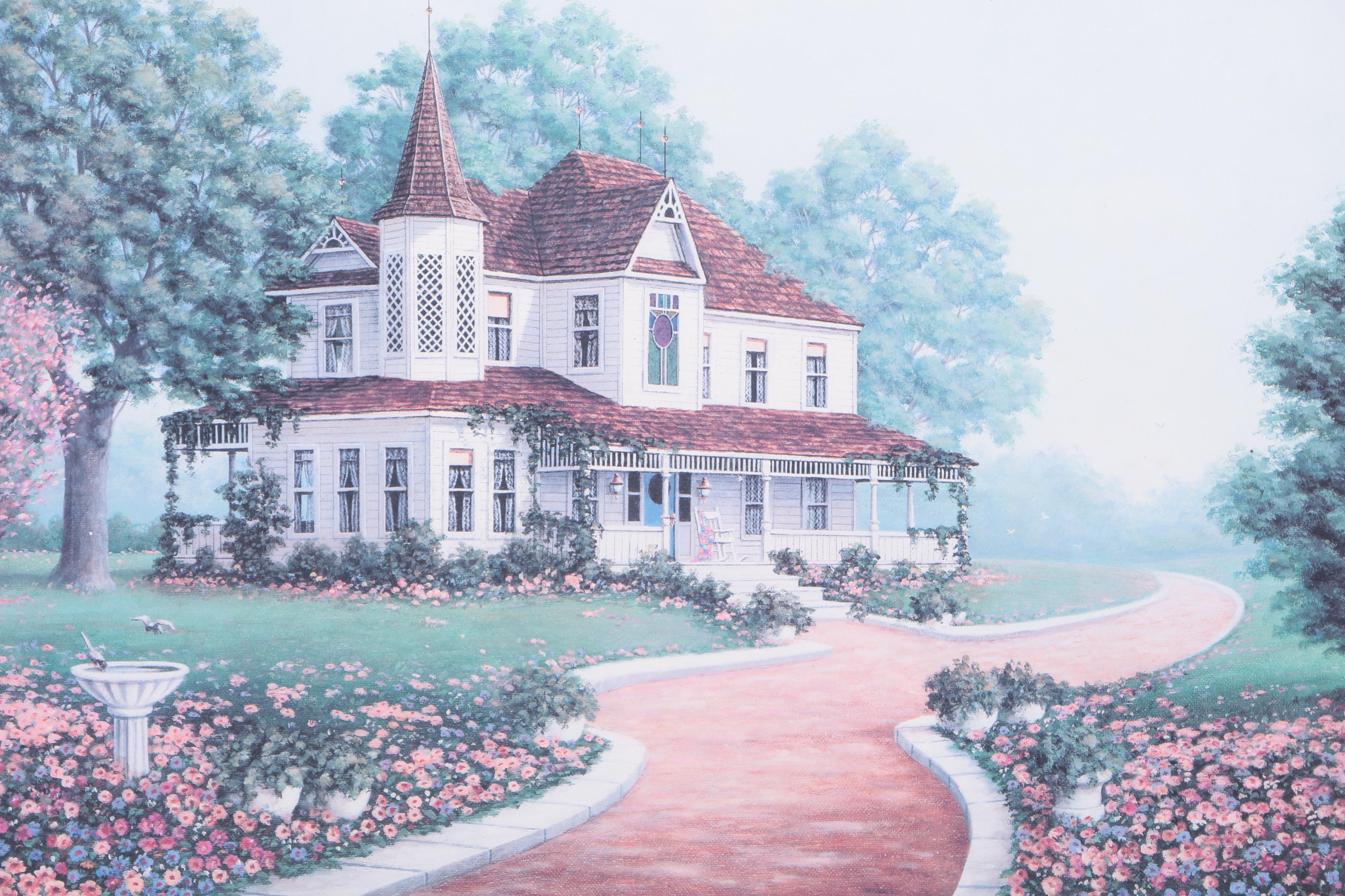 Offset Lithograph of Victorian House