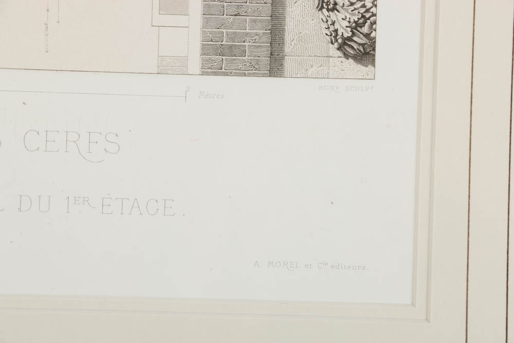 Etching on Paper of Architectural Details for the Palais De Fontainebleau