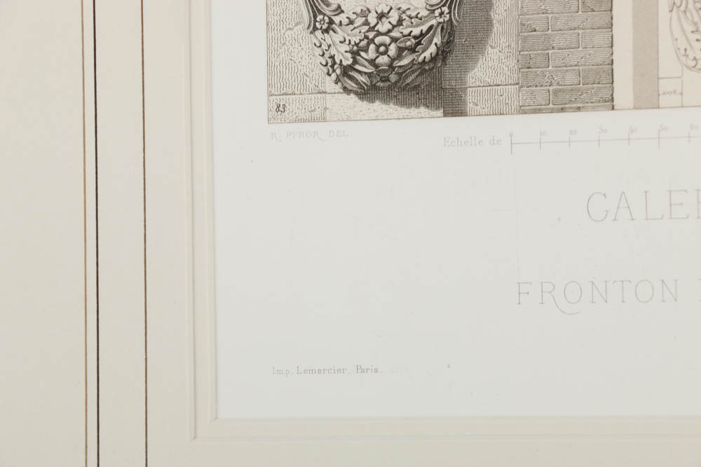 Etching on Paper of Architectural Details for the Palais De Fontainebleau
