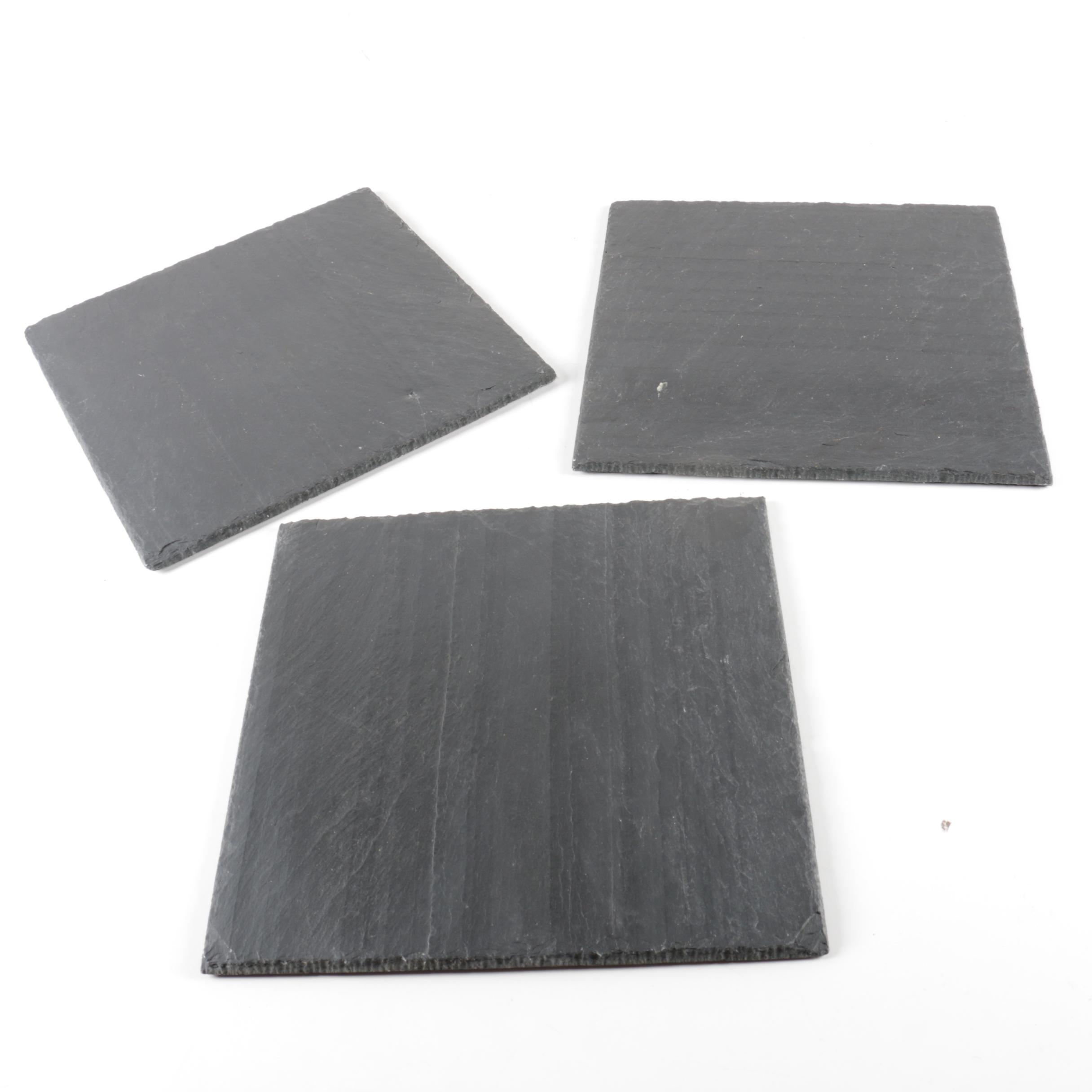 Set of Three Dark Gray Slate Tiles