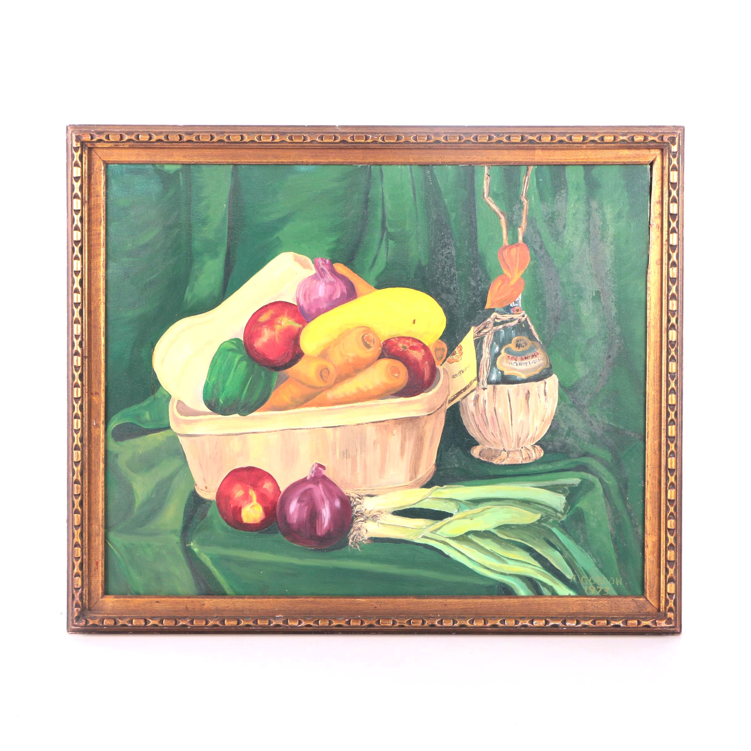 A. Gordon Acrylic Still Life Painting of Vegetables