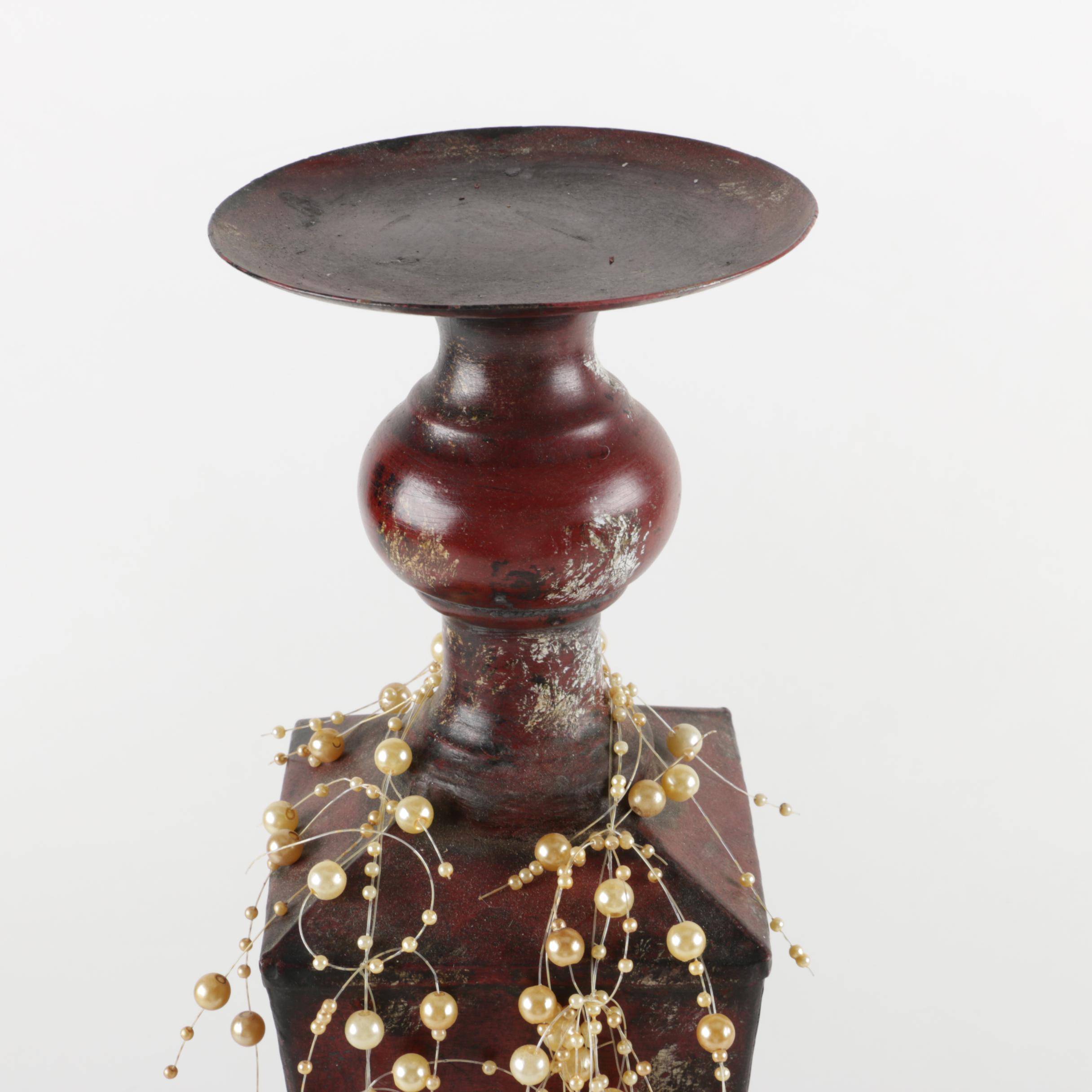 Candlesticks with Faux Pearl Beads