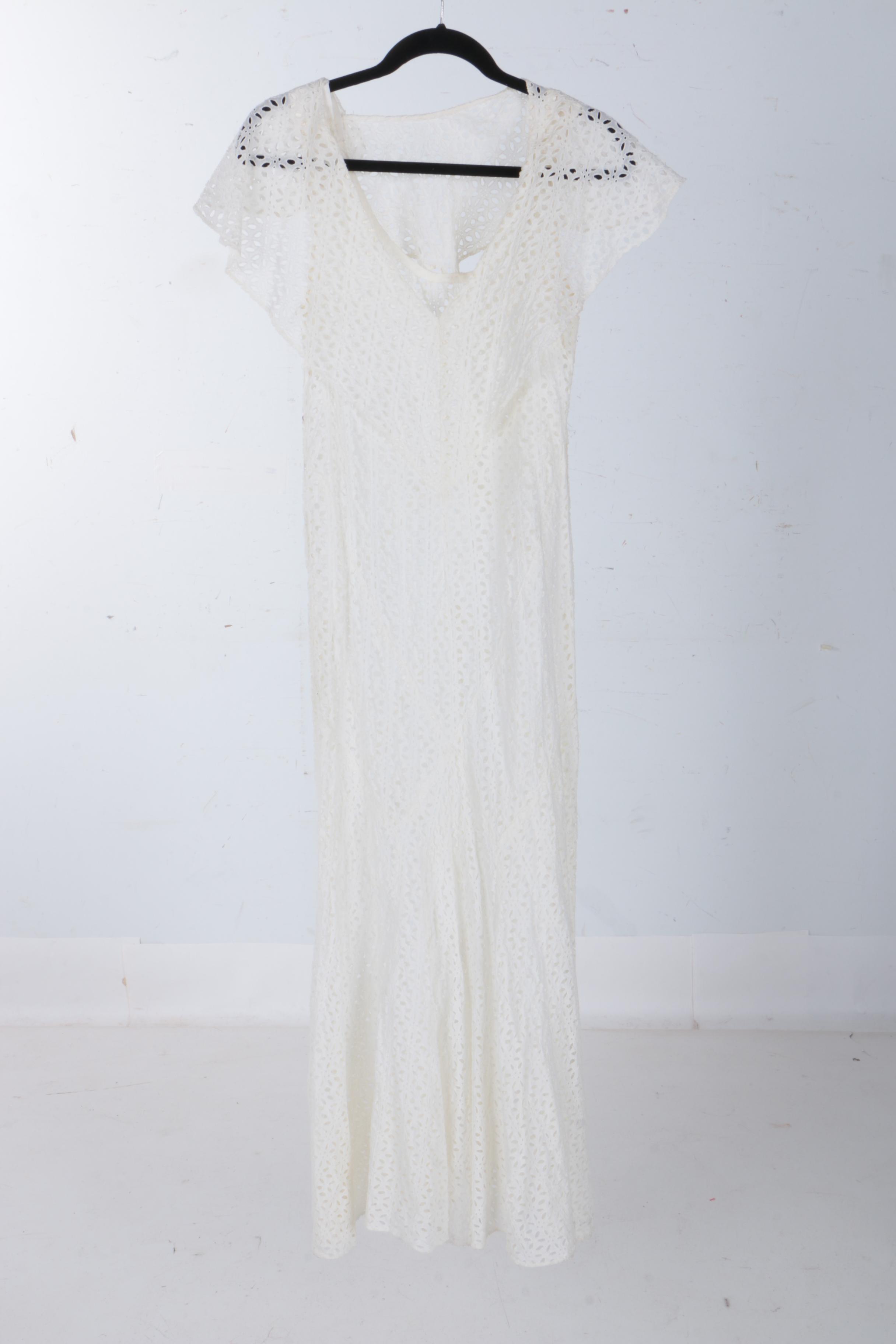 Vintage White Cotton Eyelet Dress