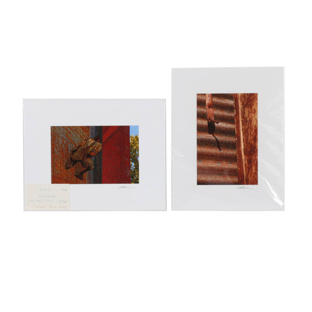 Pair of Ed Behrens Digital Photographs "Rusty Metal" and "Metal Sculpture"