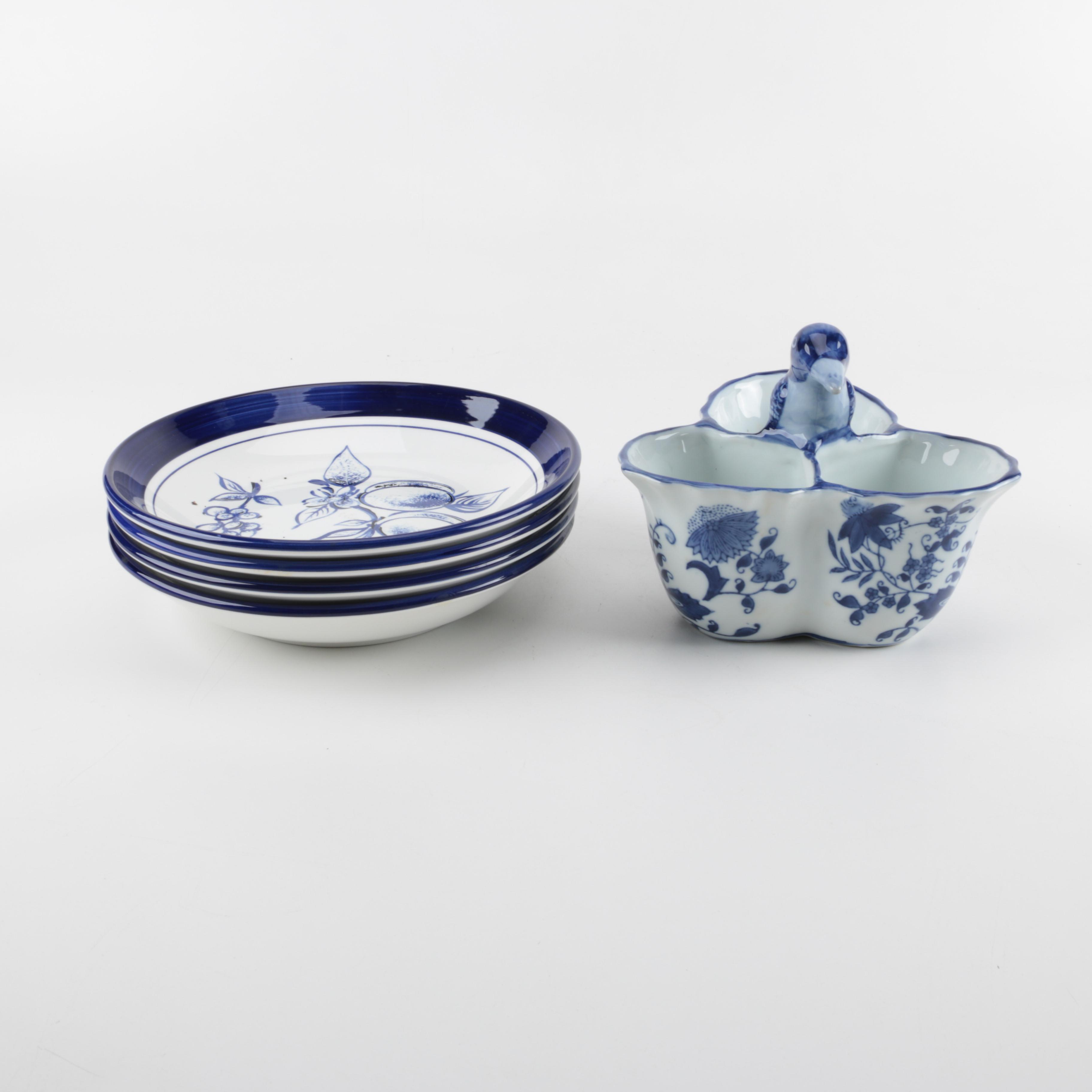 Blue and White Tableware Featuring Over and Back, Inc