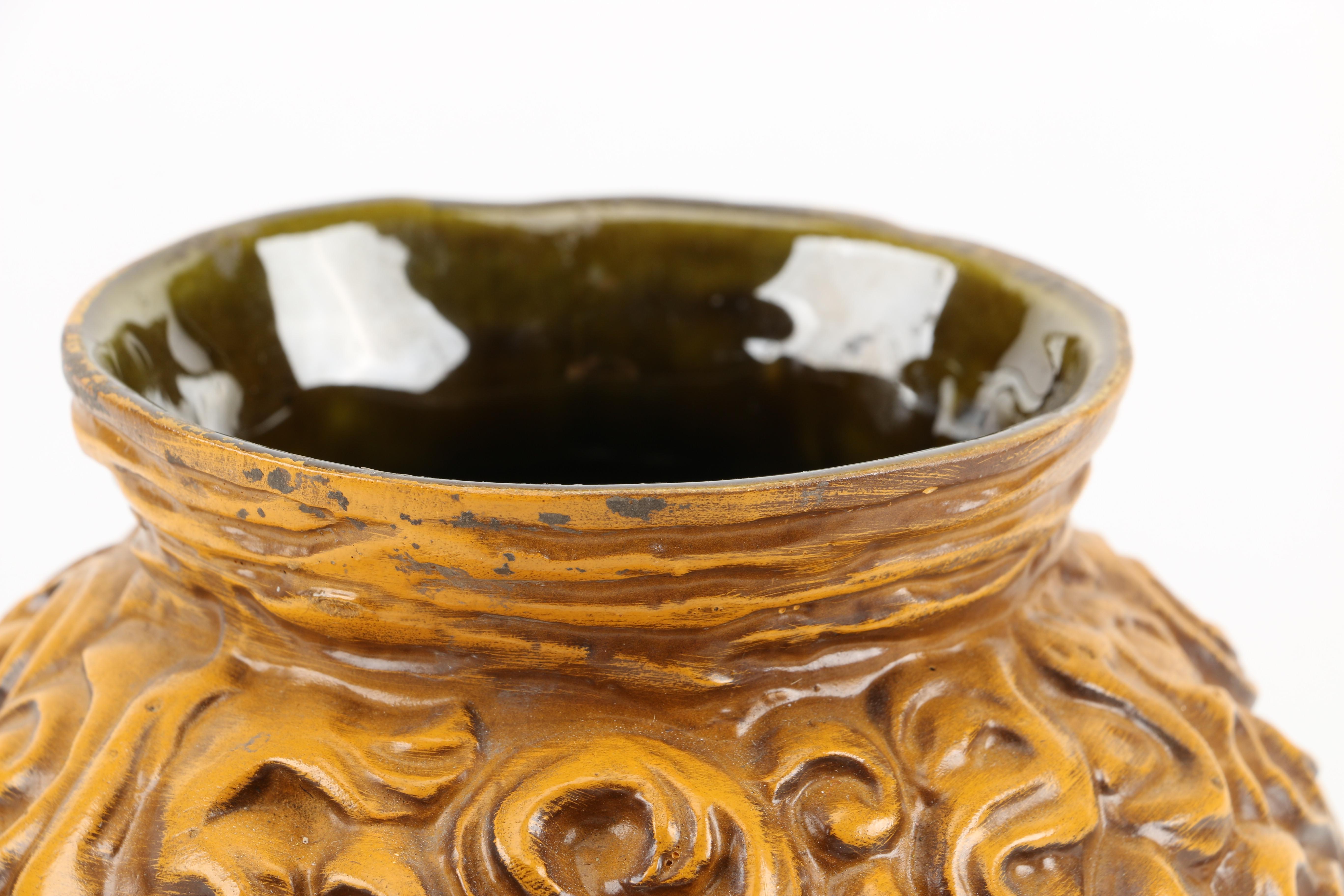 Brass Toned Decor including Haegar Pottery Vase