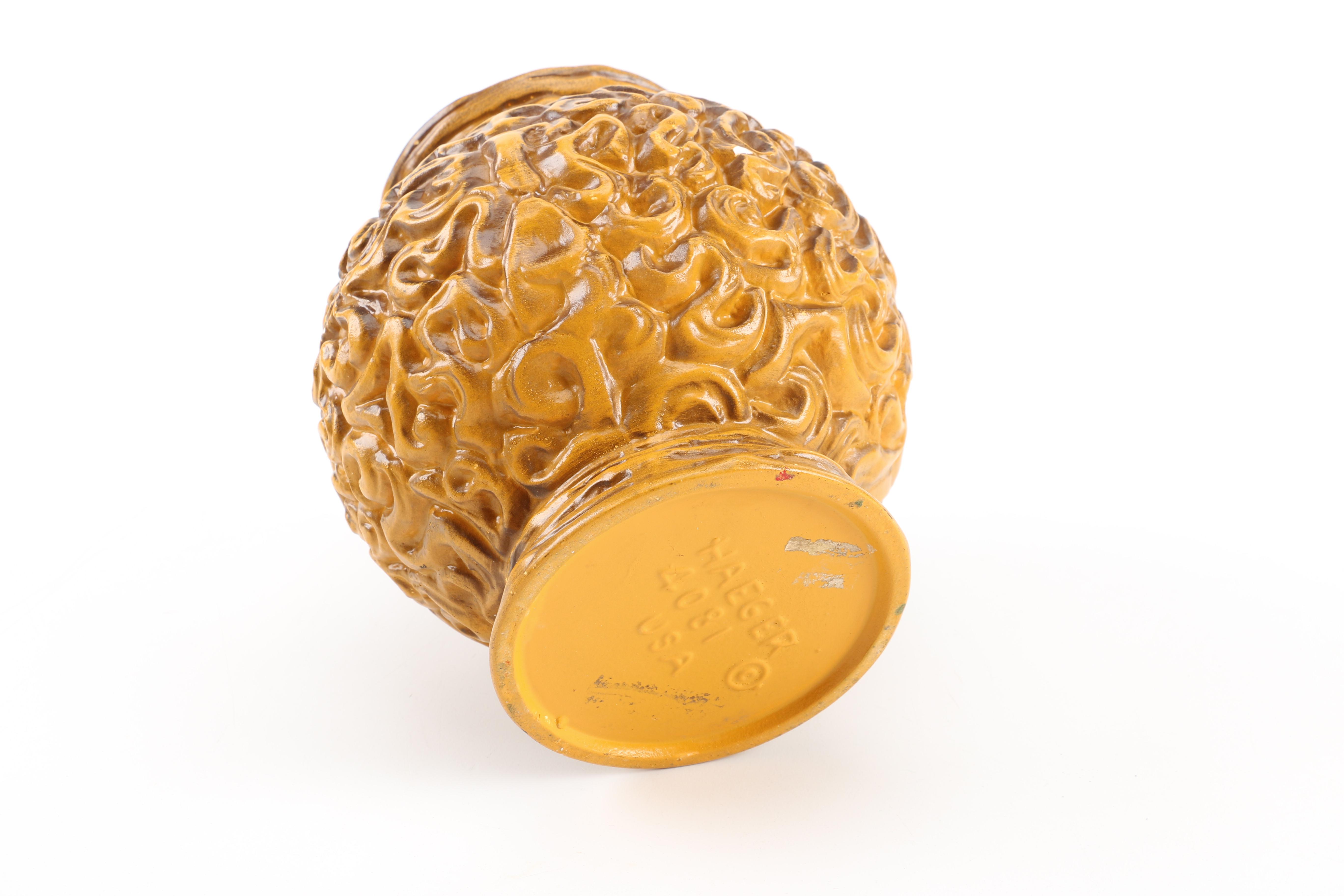 Brass Toned Decor including Haegar Pottery Vase