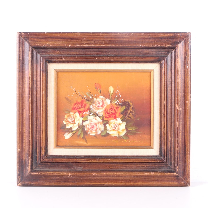 Oil Painting on Canvas of a Rose Still Life