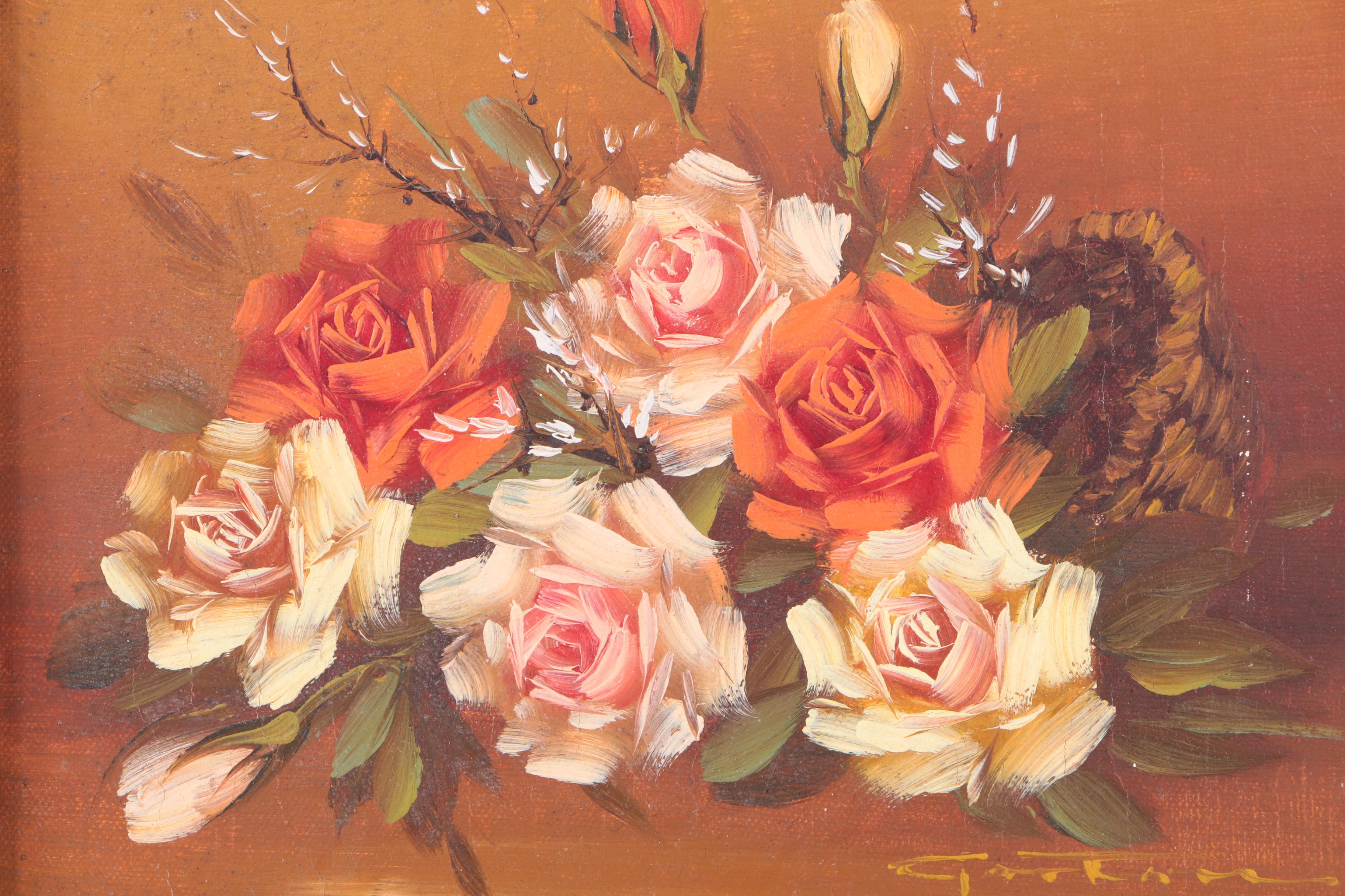 Oil Painting on Canvas of a Rose Still Life