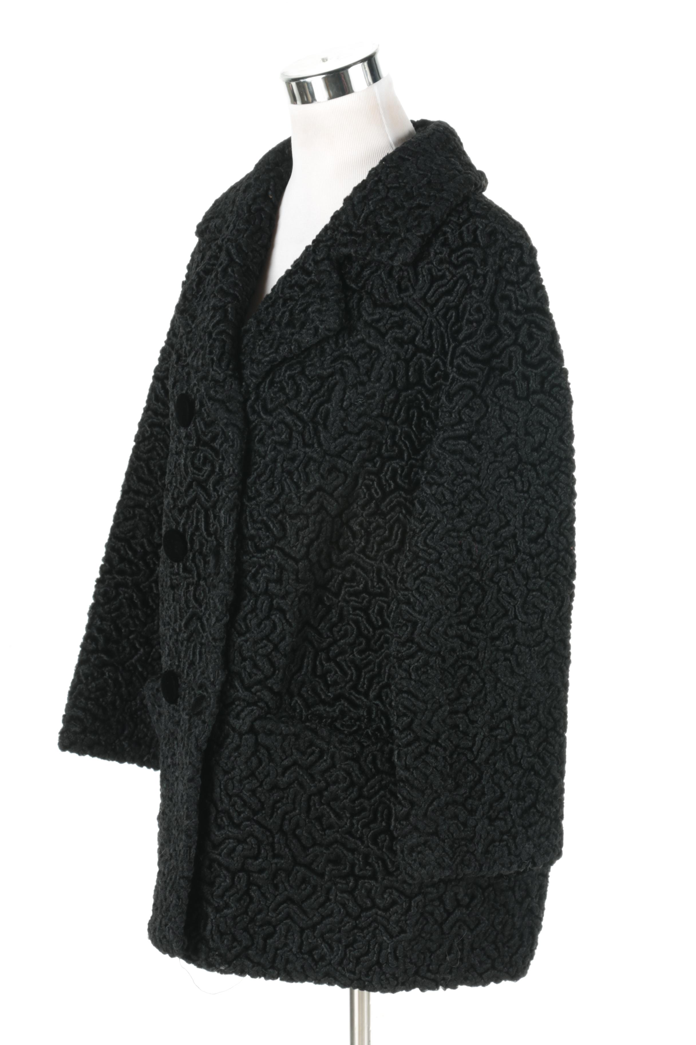 1960s Vintage Opducke's Faux Persian Lamb Fur Coat