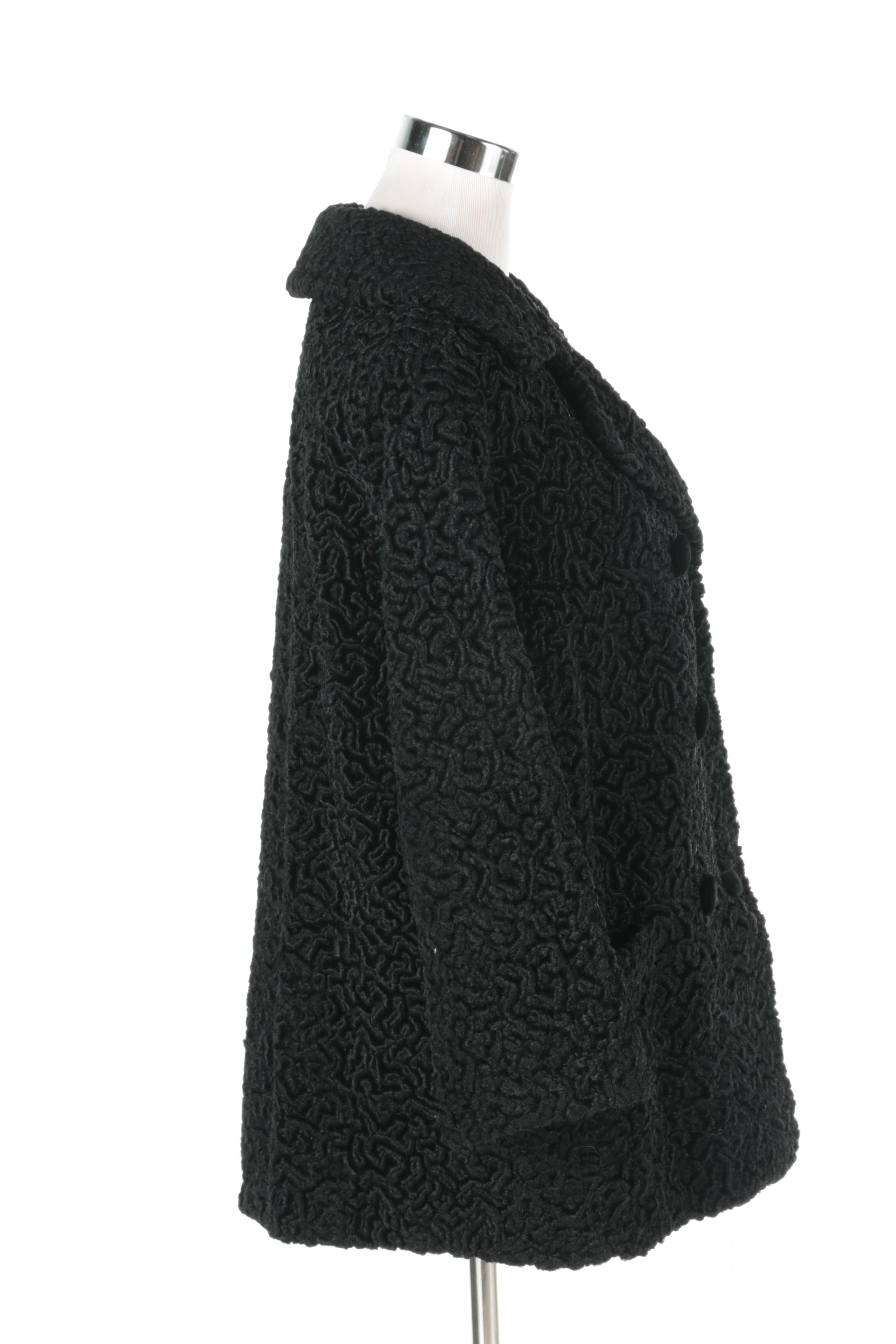 1960s Vintage Opducke's Faux Persian Lamb Fur Coat