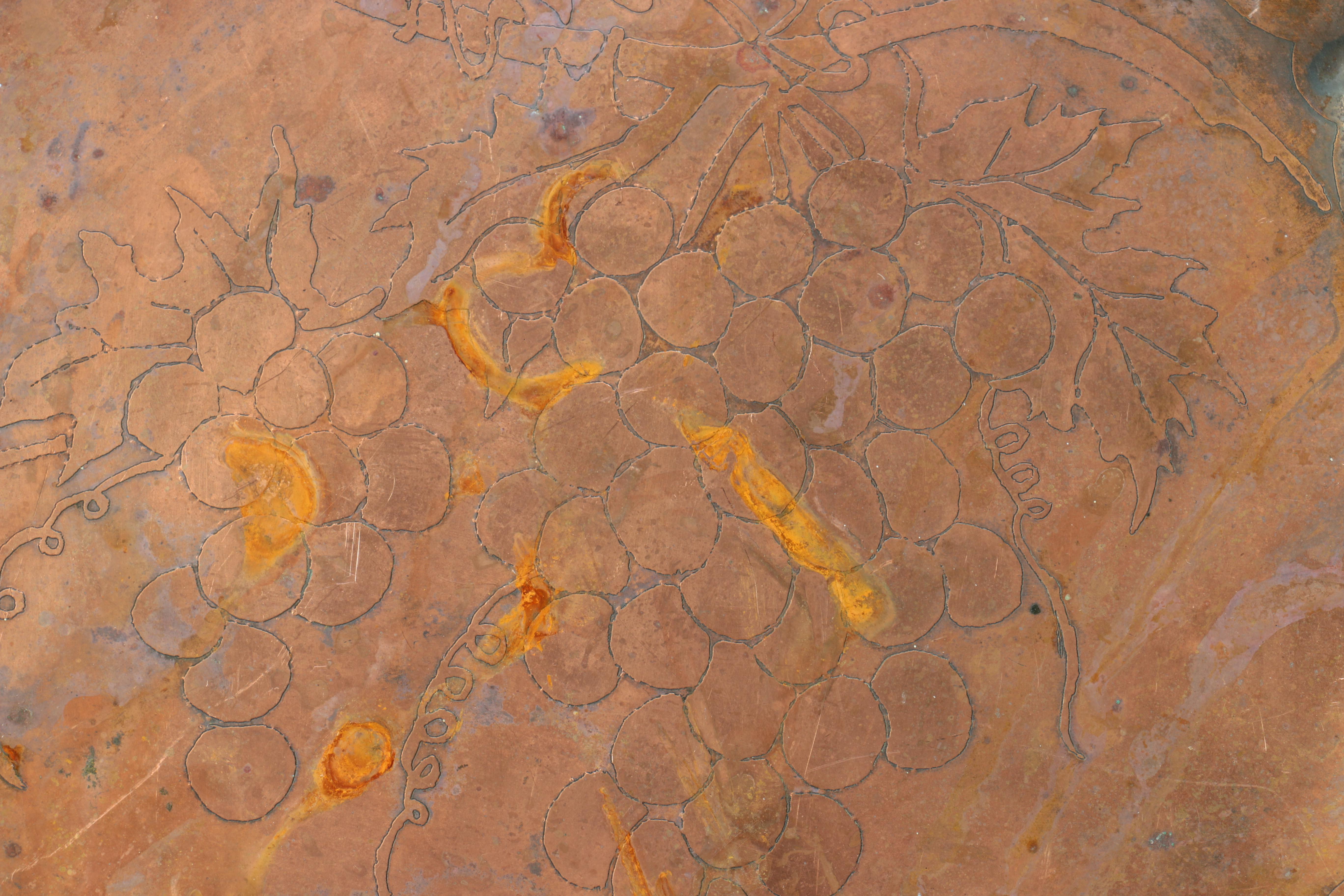Copper Plate With Grape Vine Motif