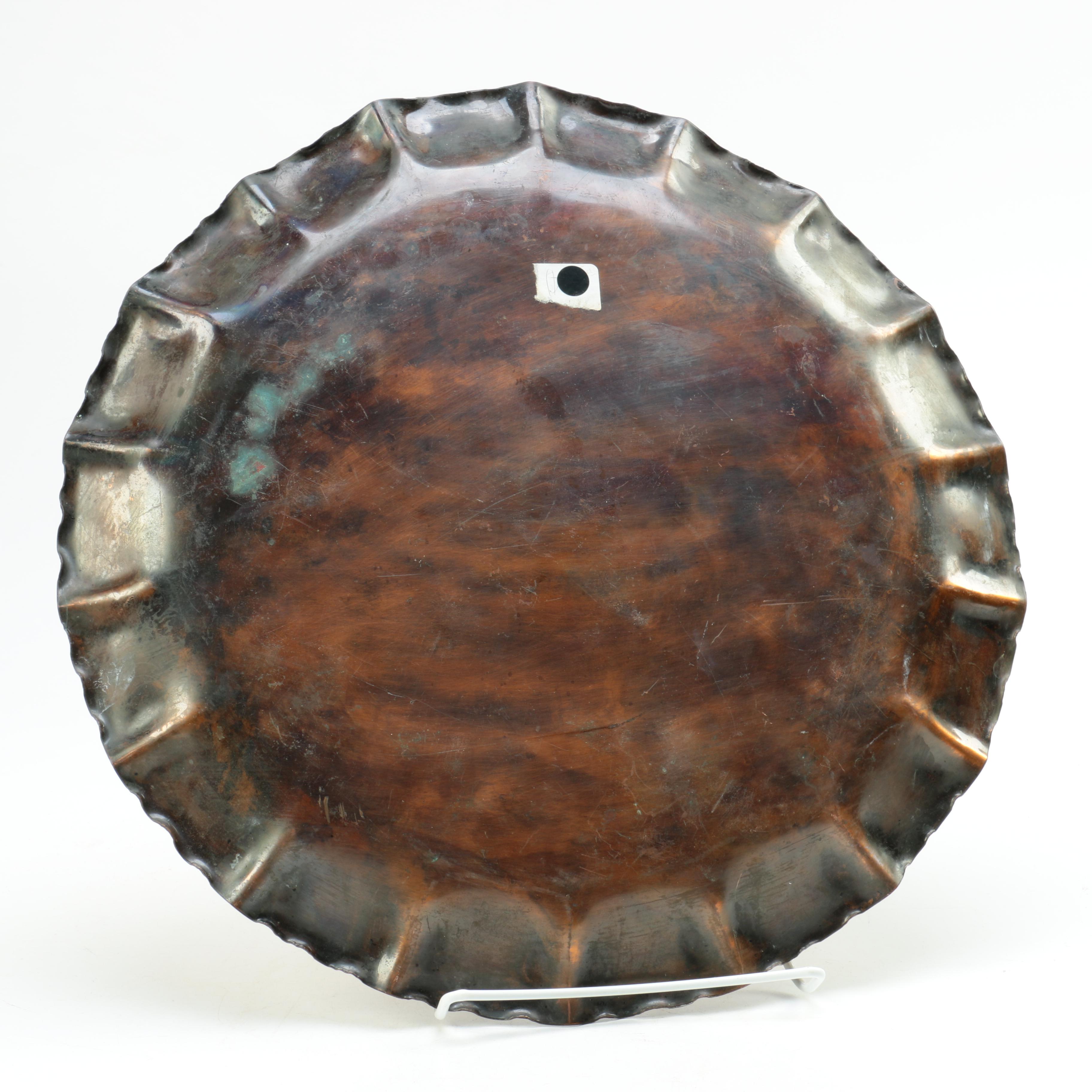 Copper Plate With Grape Vine Motif