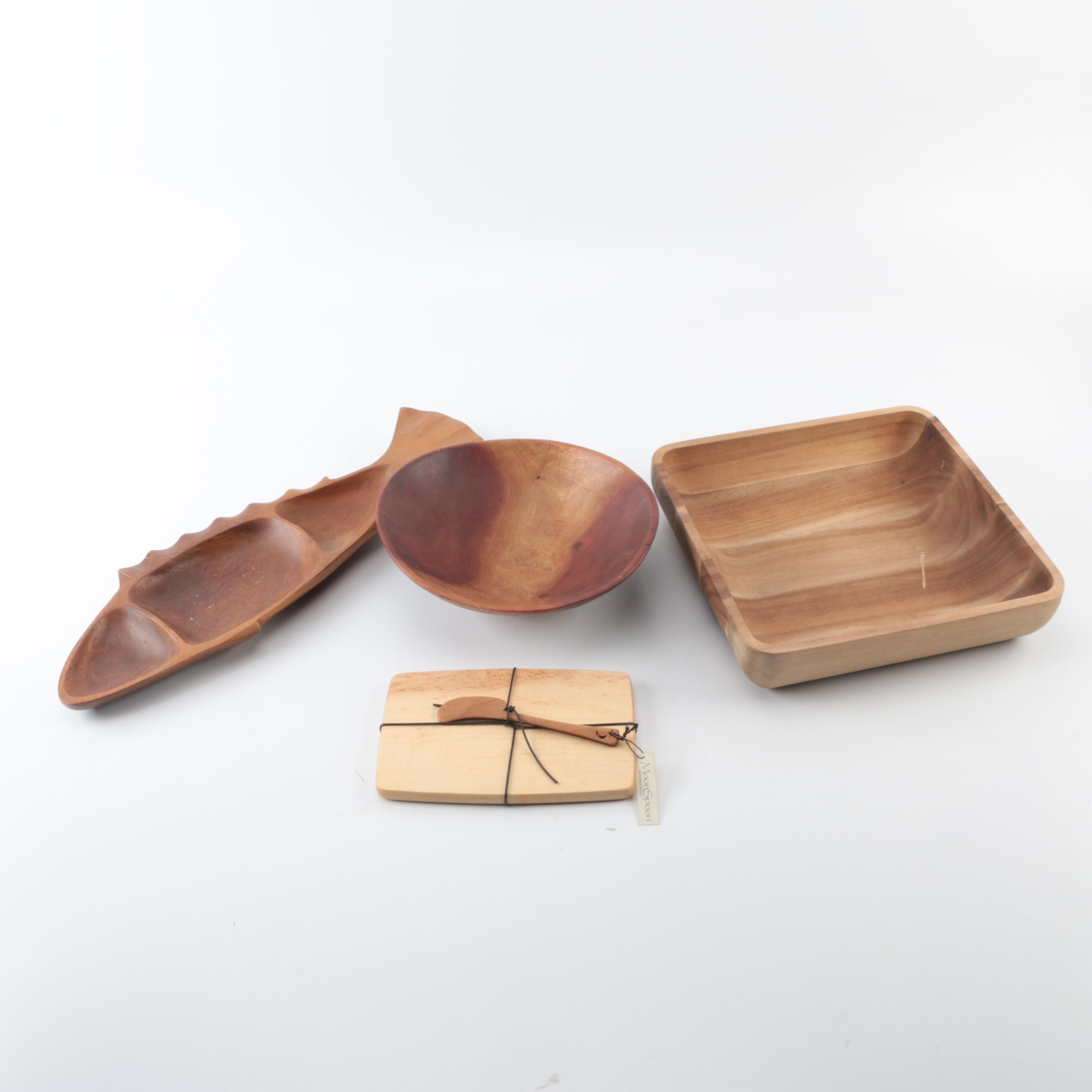 Wooden Table and Serving Ware