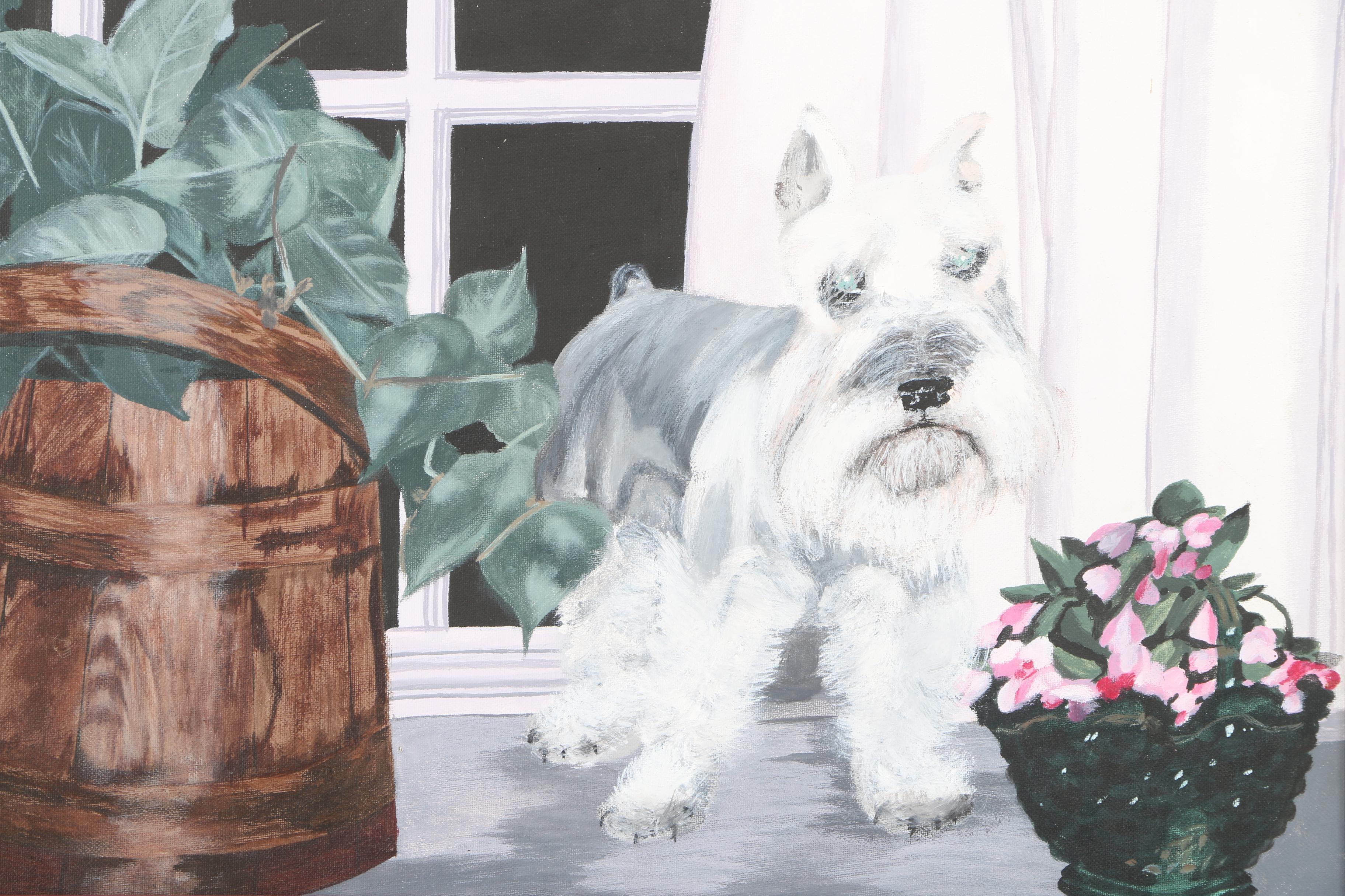 Oil Painting on Canvas of a Miniature Schnauzer