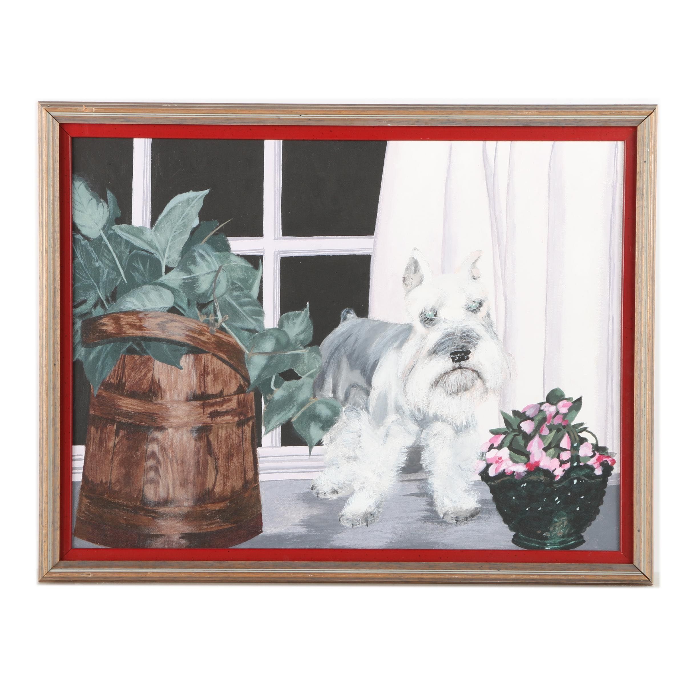 Oil Painting on Canvas of a Miniature Schnauzer
