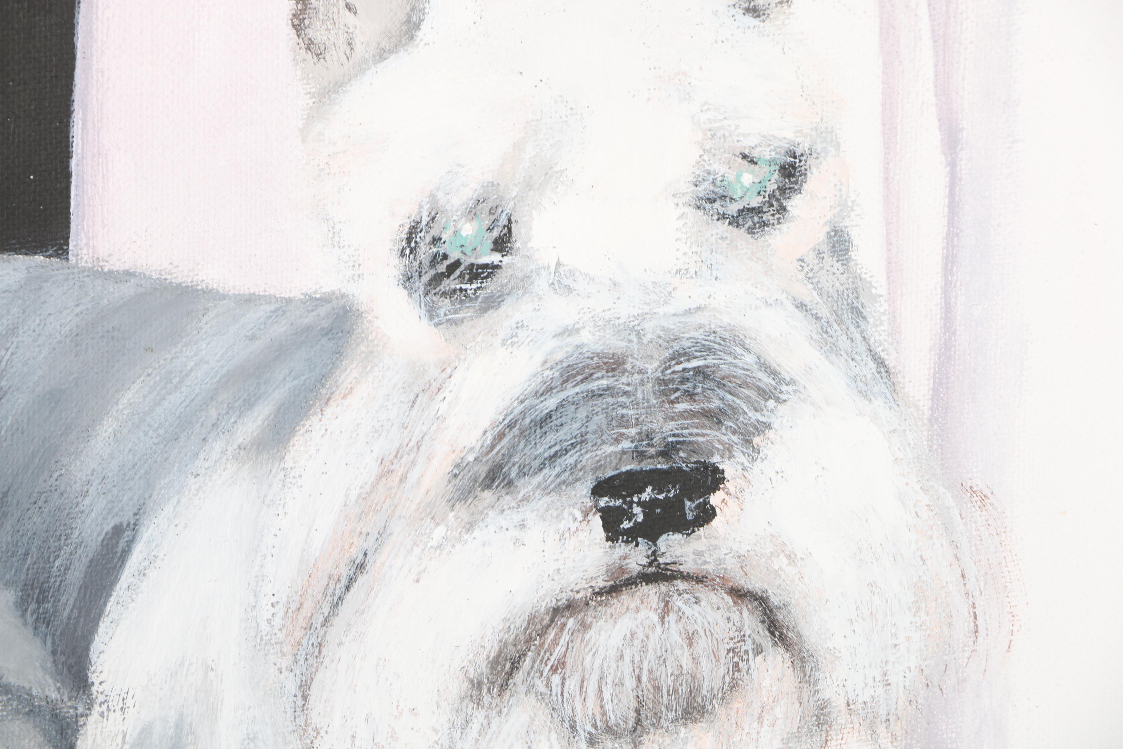 Oil Painting on Canvas of a Miniature Schnauzer