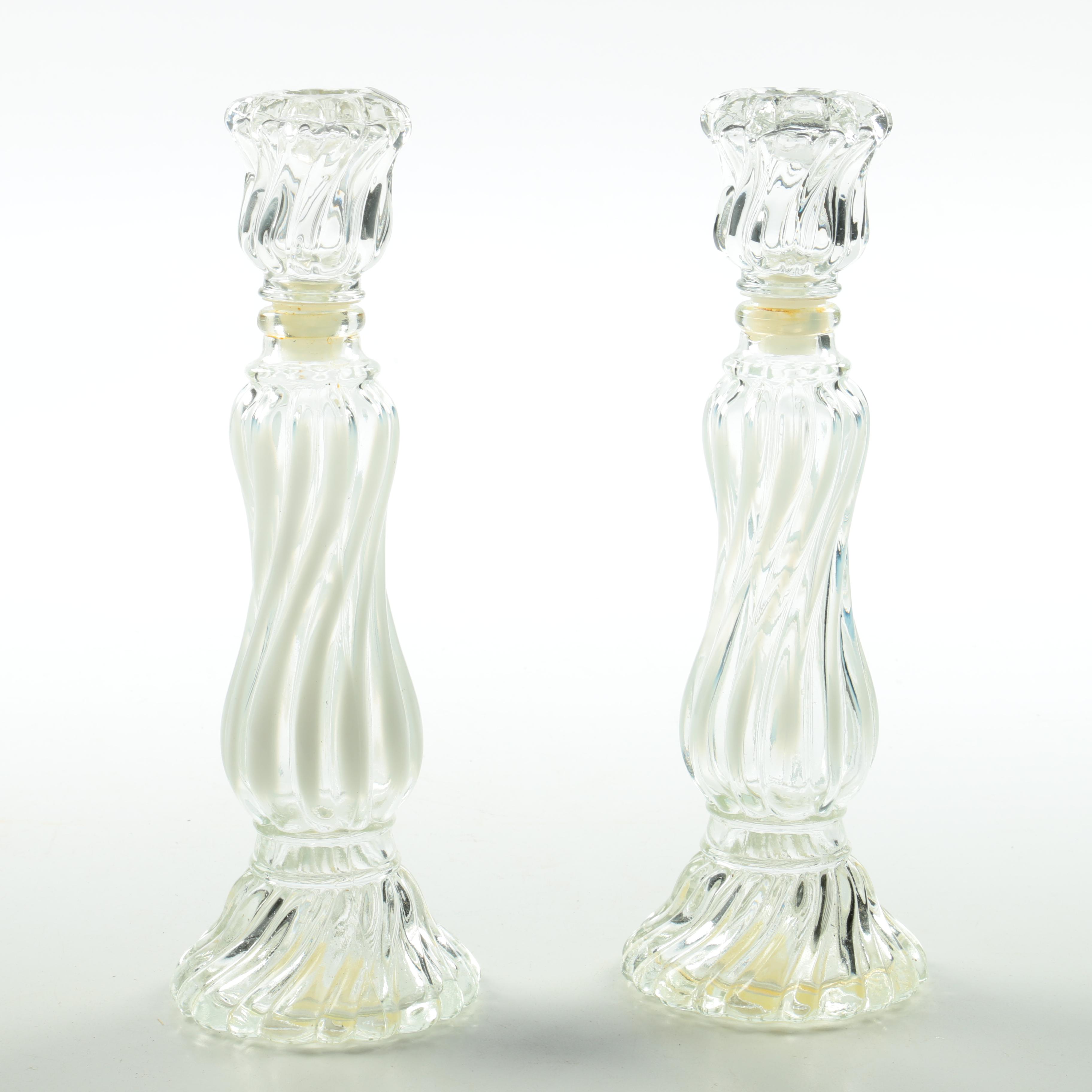 Pair of Avon "Opalique Candlestick" Charisma Cologne Decanters