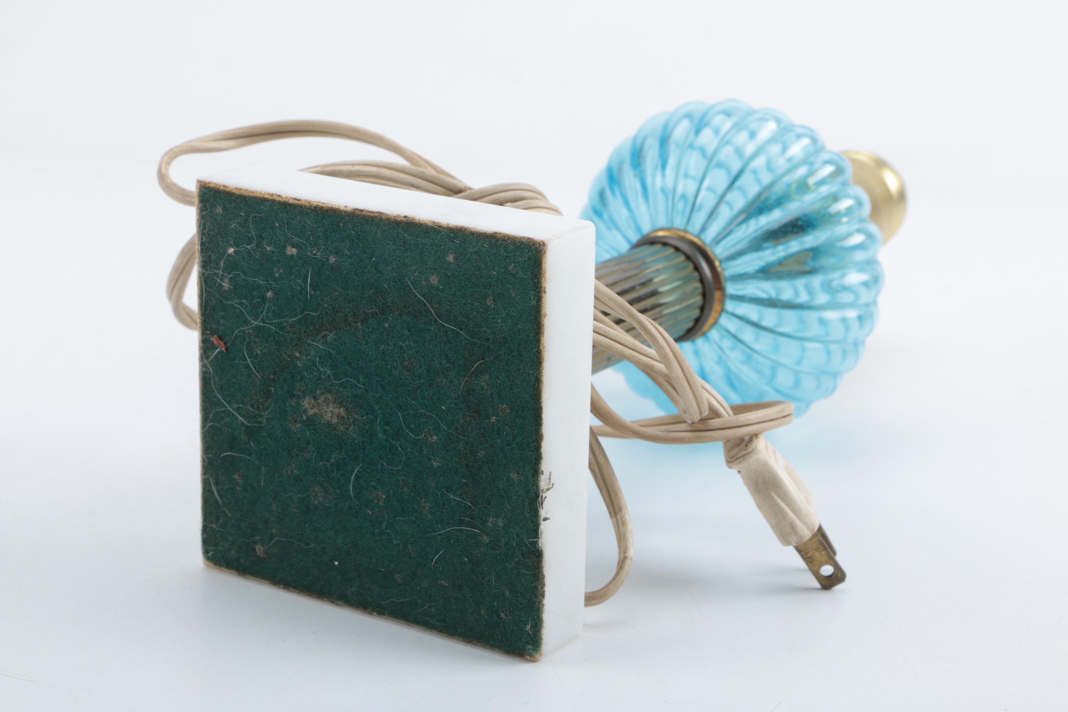 Vintage Blue Glass Table Lamp