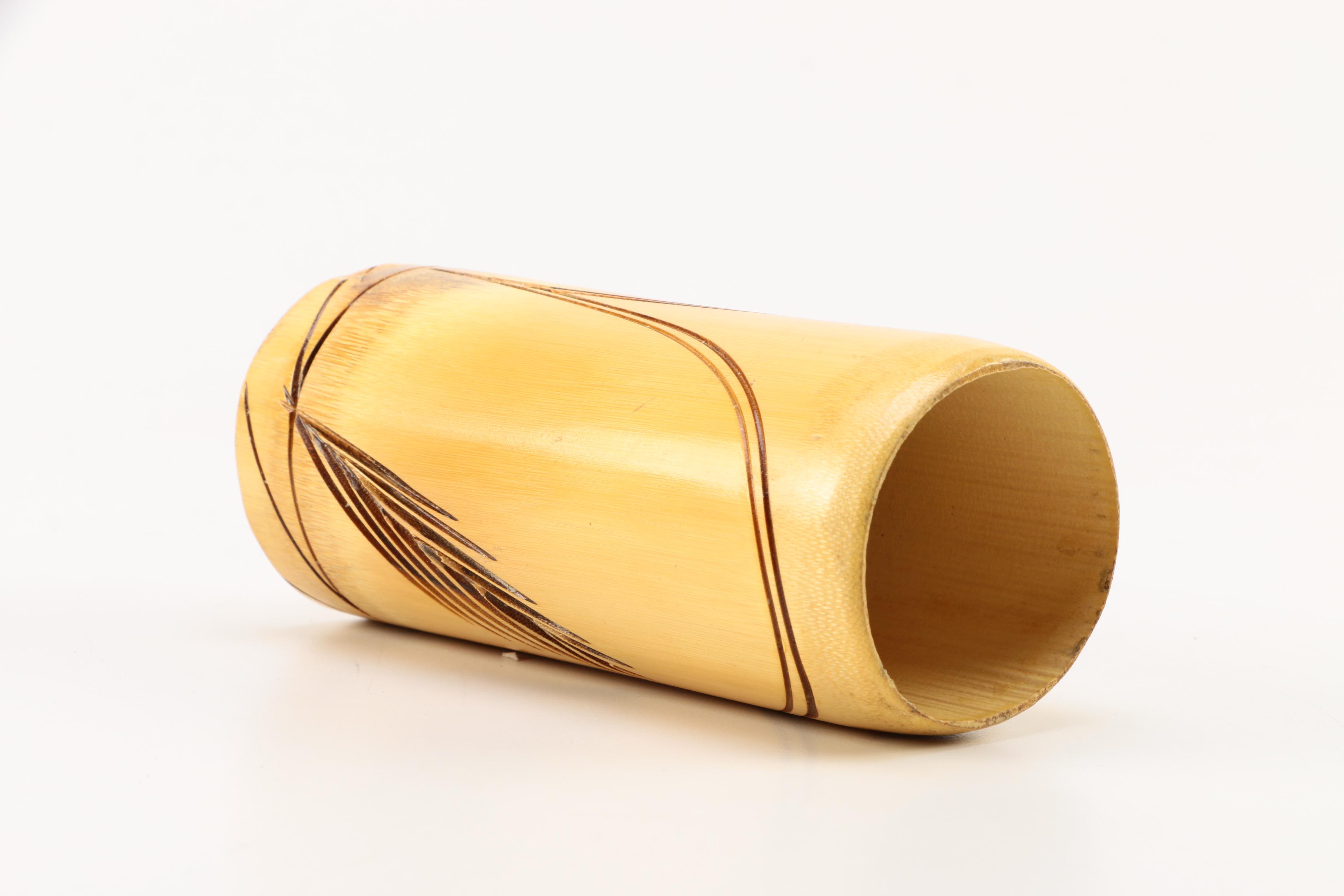 Decorative Cylindrical Wood Tiki Cups