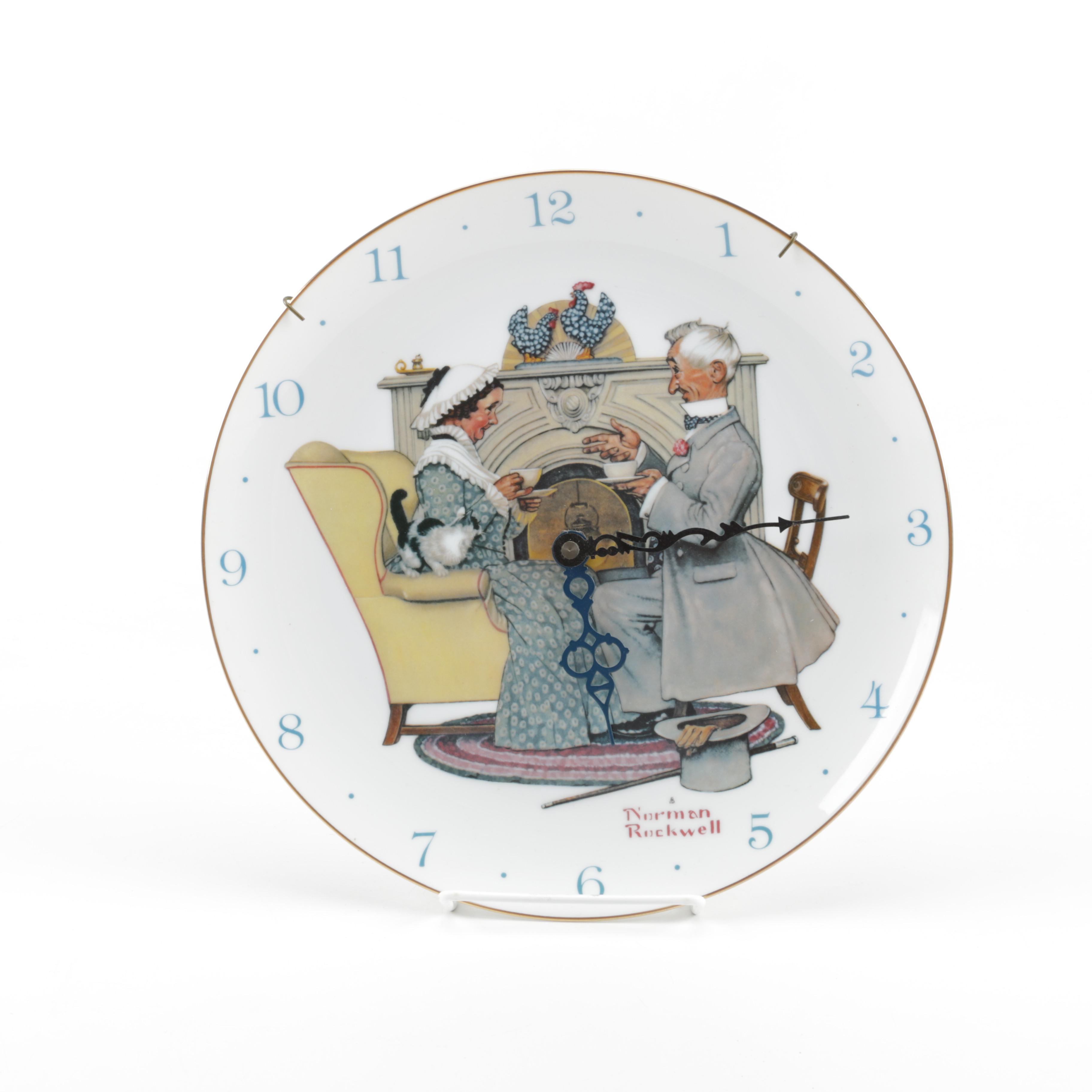Porcelain Norman Rockwell Plate Clock