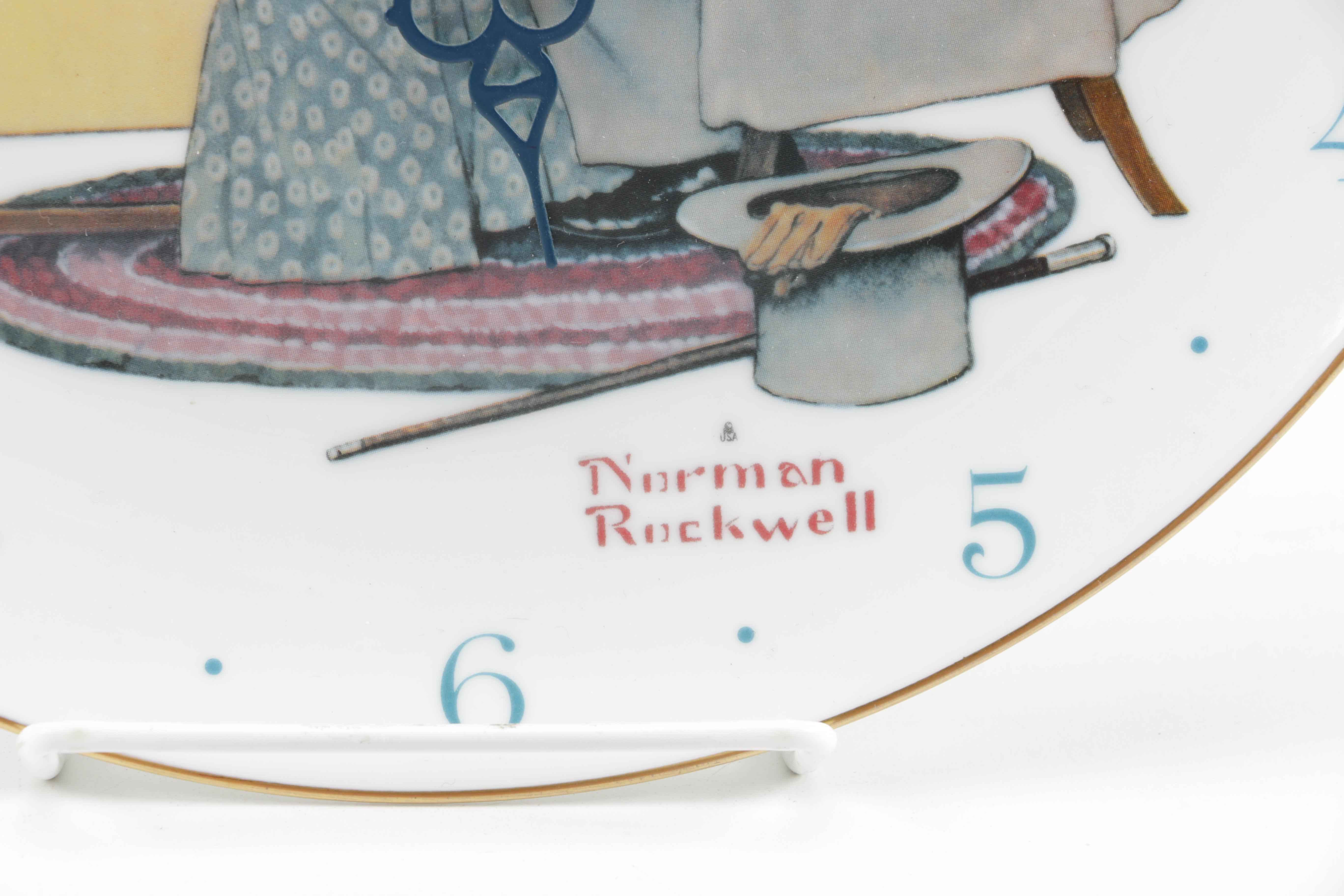 Porcelain Norman Rockwell Plate Clock